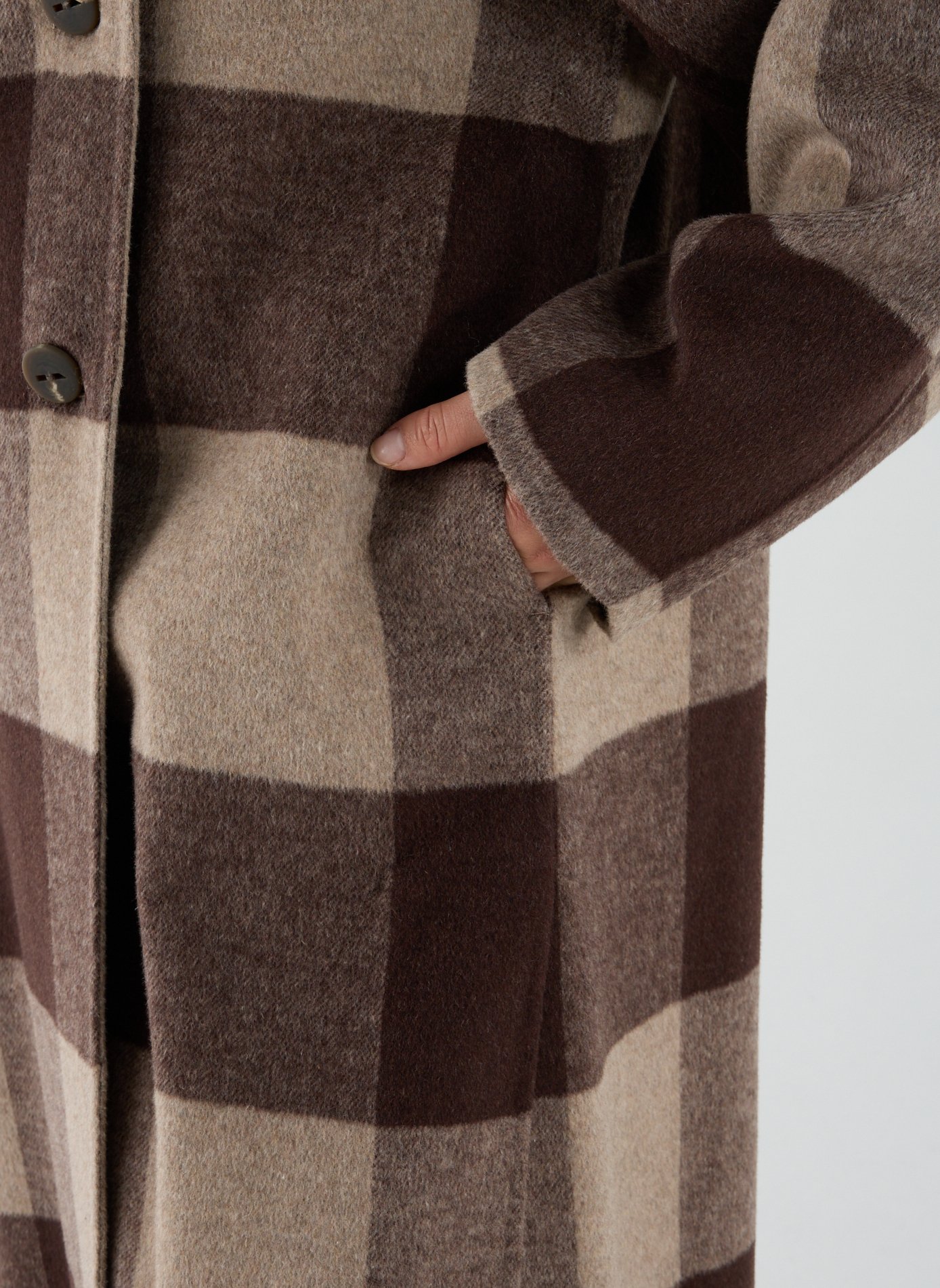 Manteau long à carreaux en laine mérinos mélangée ADOLFO DOMINGUEZ Multicolore