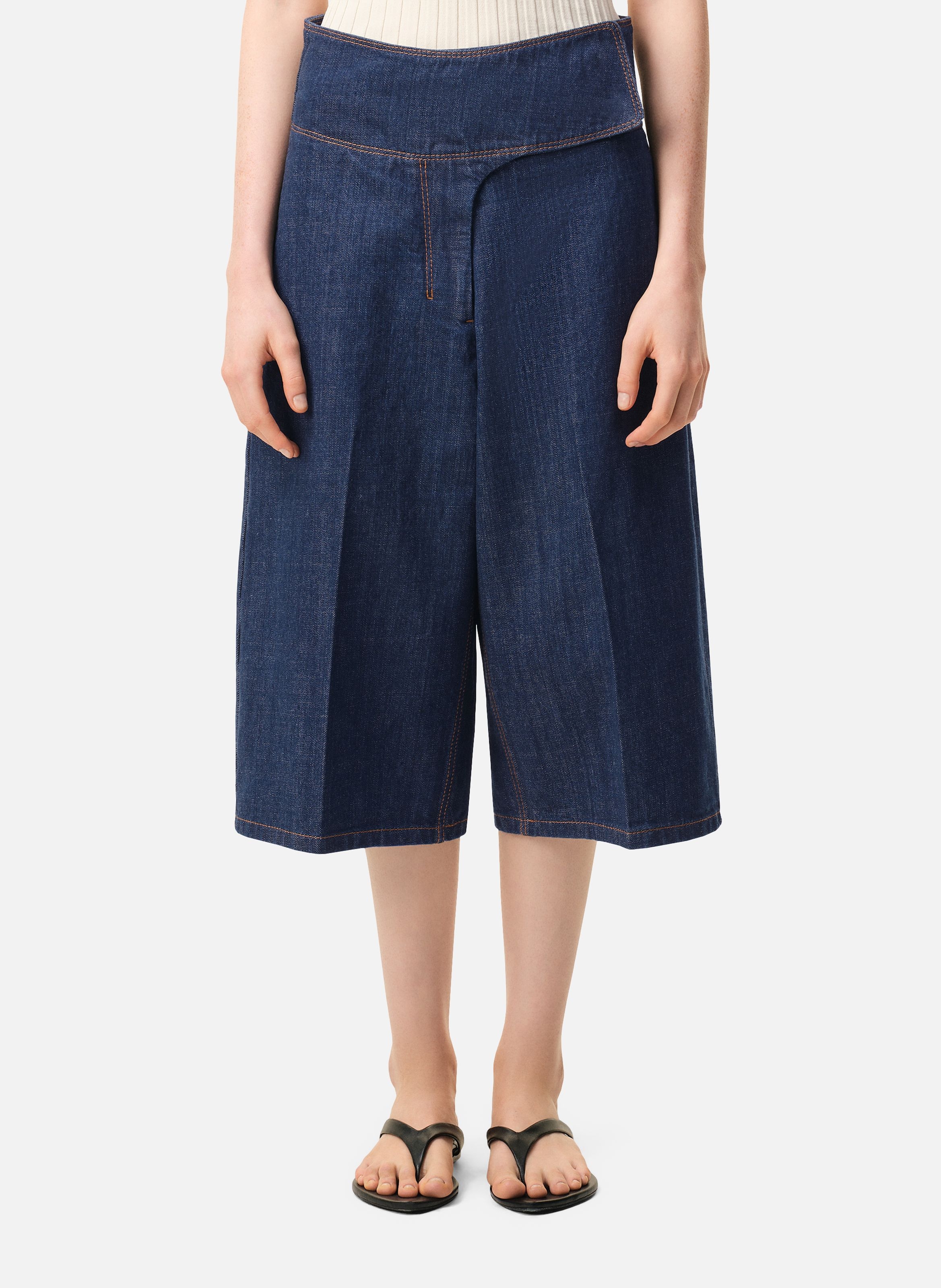 Bermuda à ceinture portefeuille en coton AMI PARIS Bleu