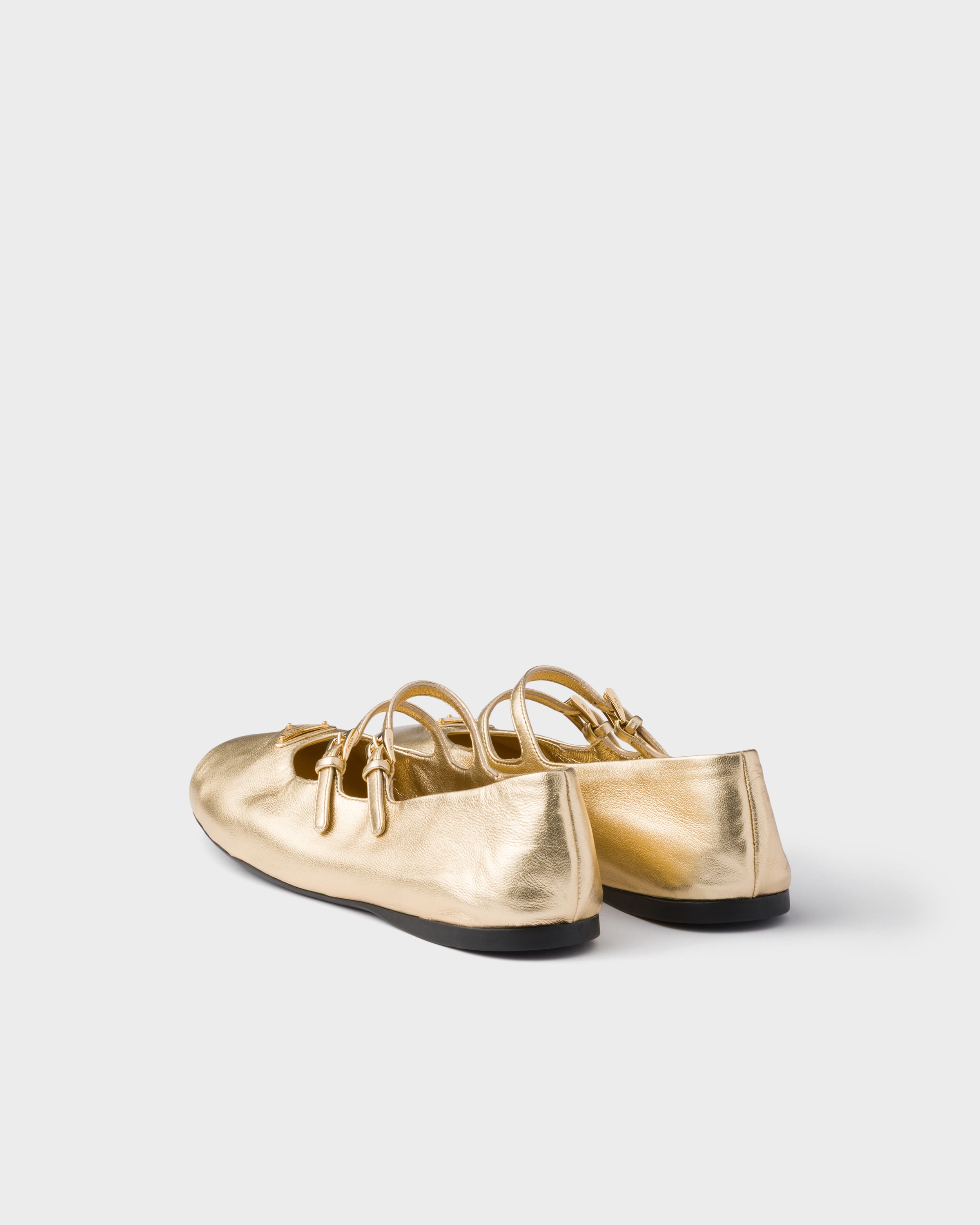 Ballerines en cuir nappa mordoré PRADA Argent