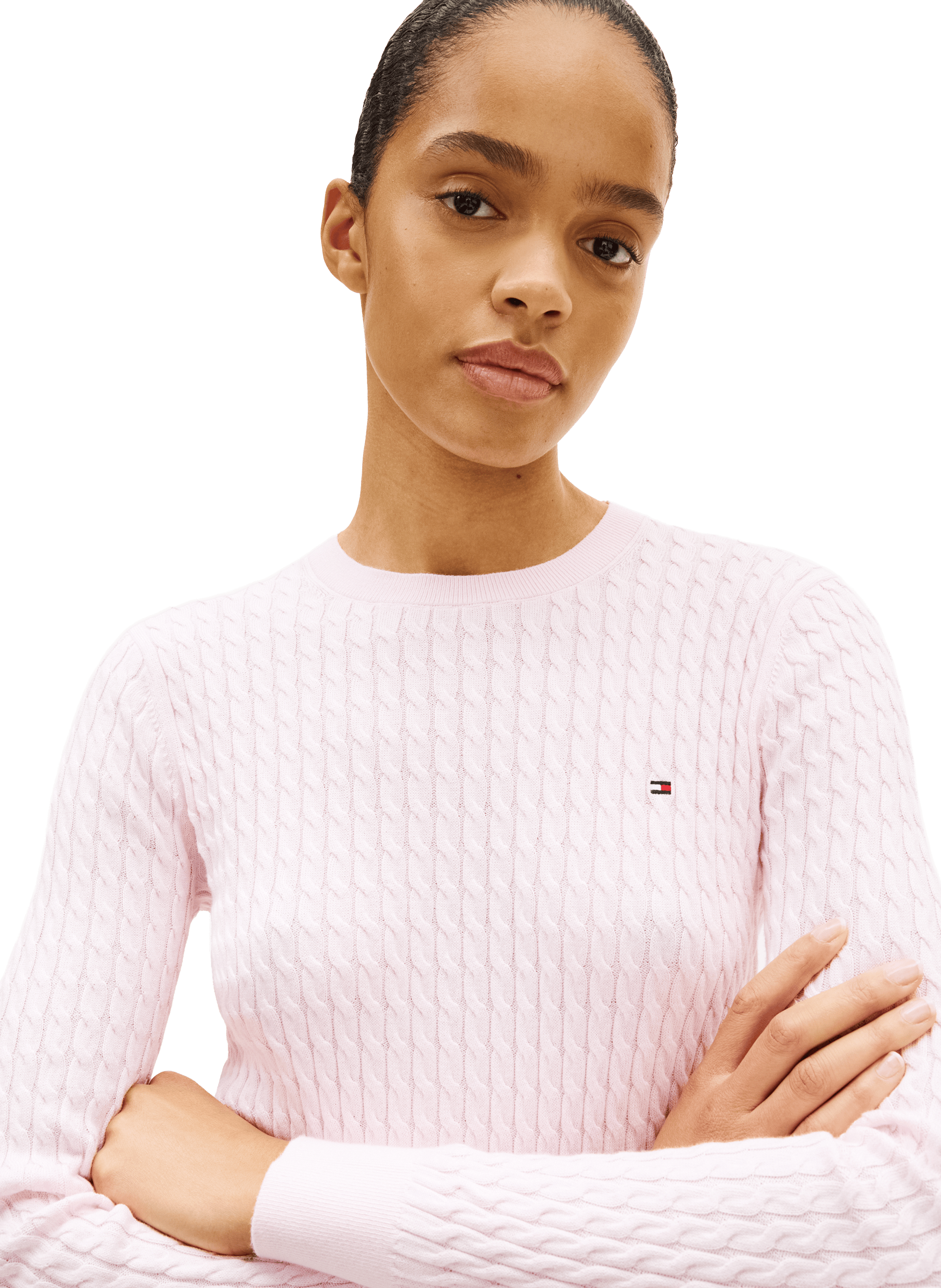 Cable-knit cotton Jumper TOMMY HILFIGER Pink