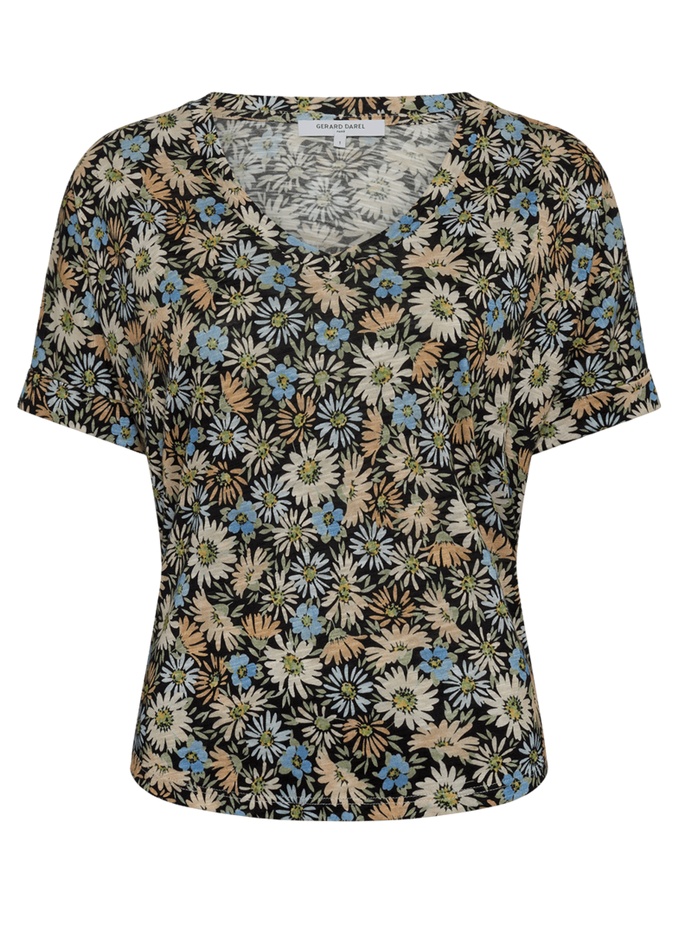T-shirt v à fleurs - malinae GERARD DAREL Bleu