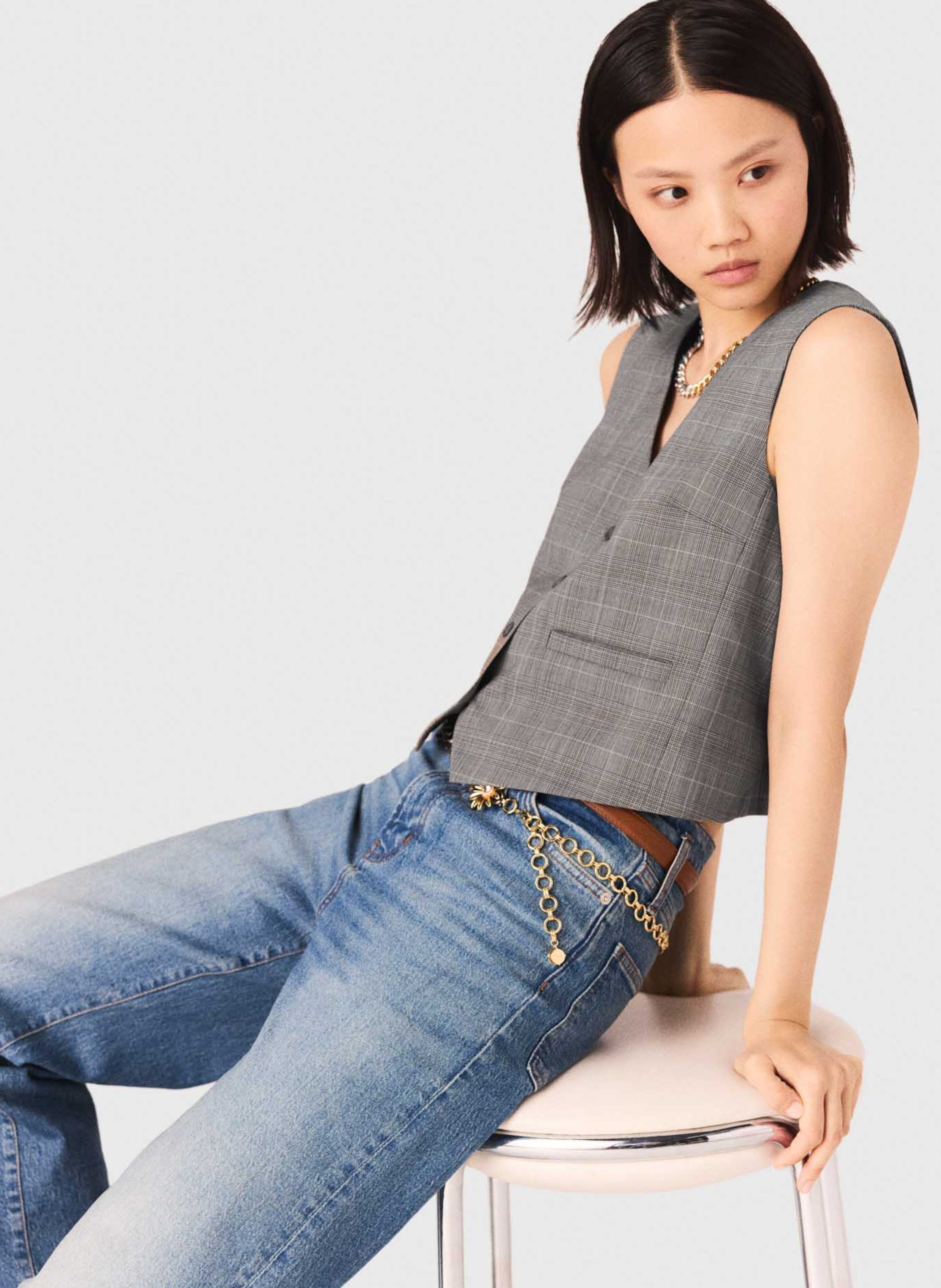 Gilet col v en laine mélangée MAJE Gris