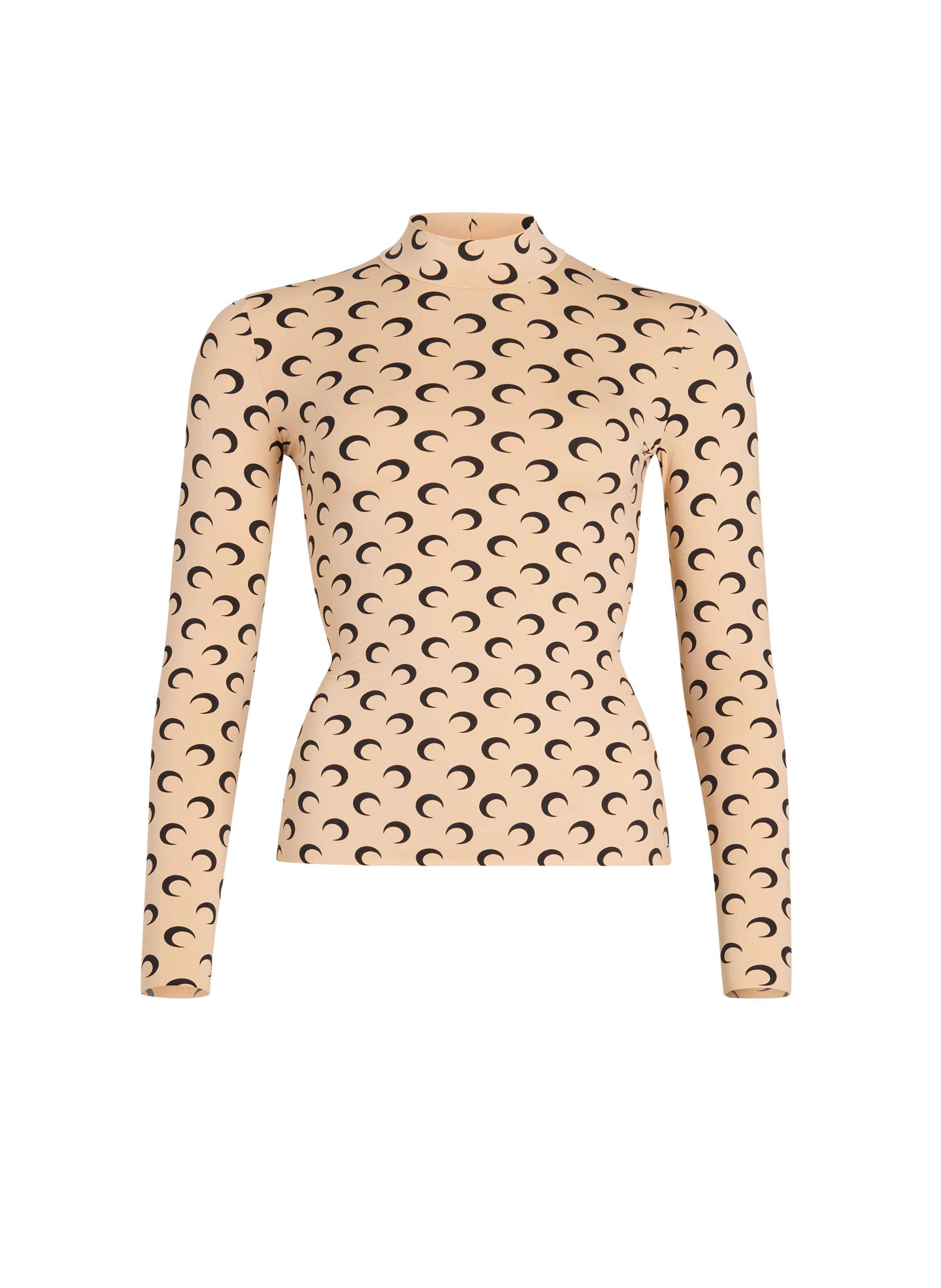 Top col montant manches longues en jersey imprimé moon MARINE SERRE Beige