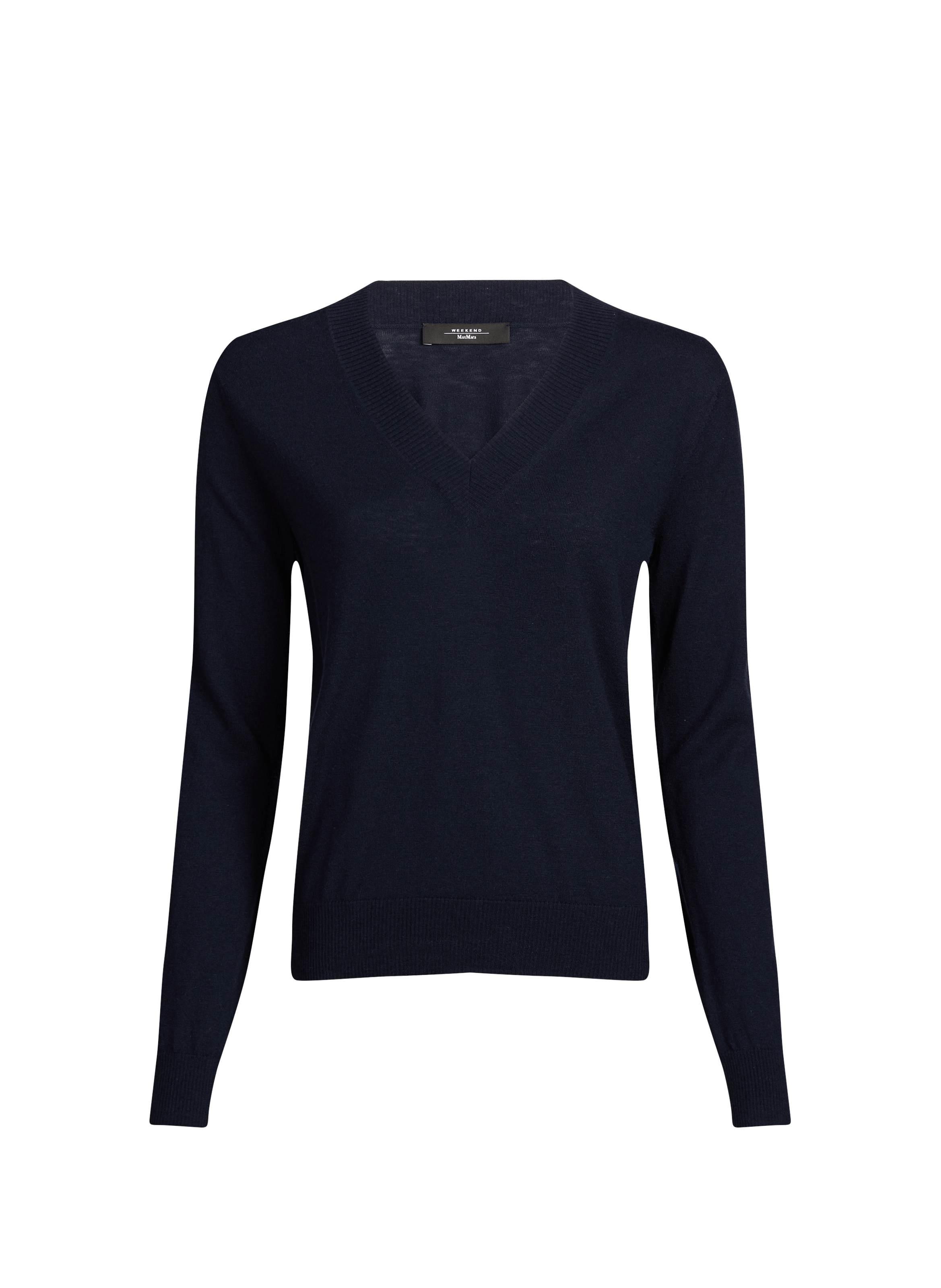 Pull col V en laine et cachemire MAX MARA WEEK END Bleu