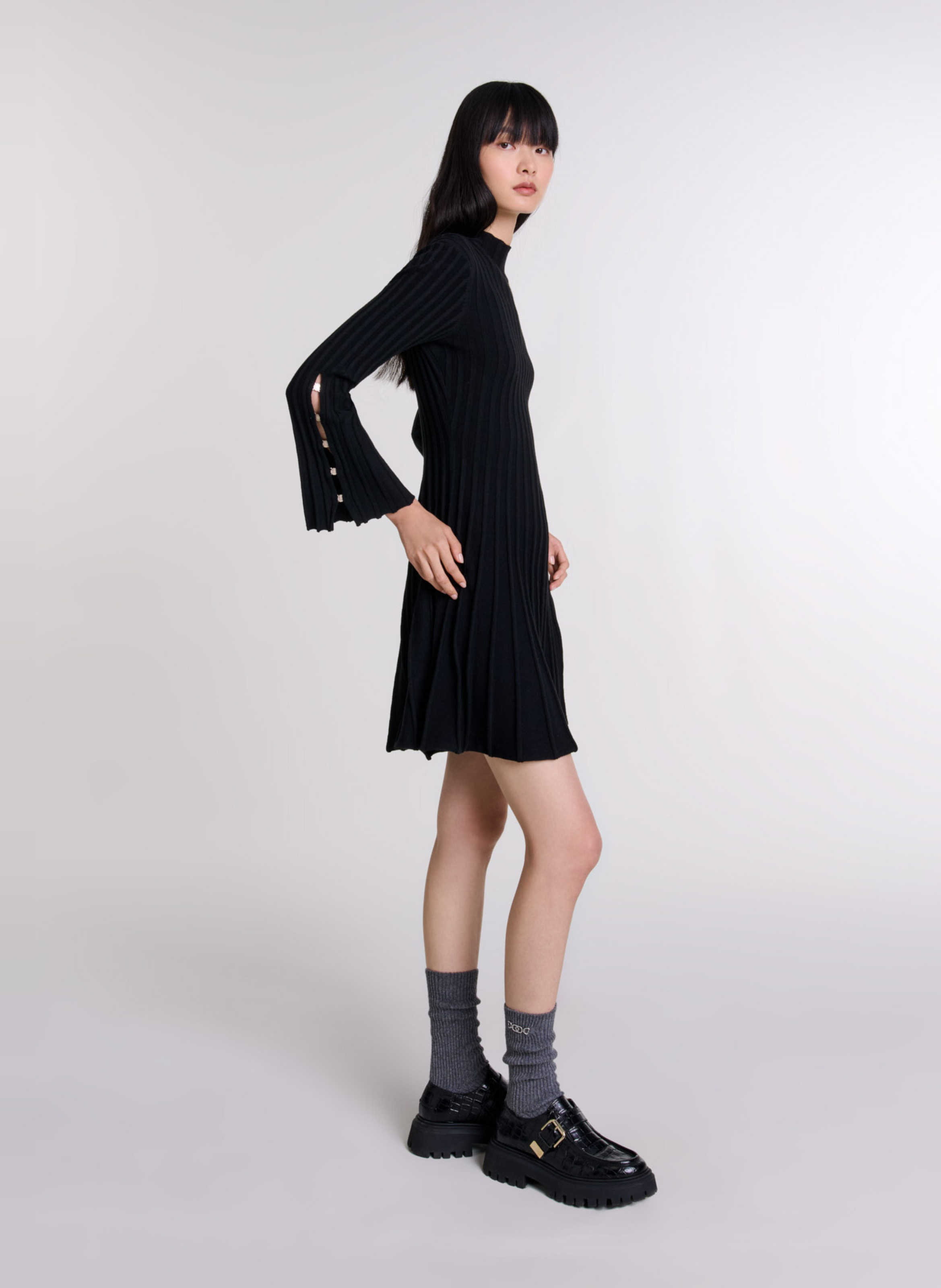 Robe courte col rond MAJE Noir