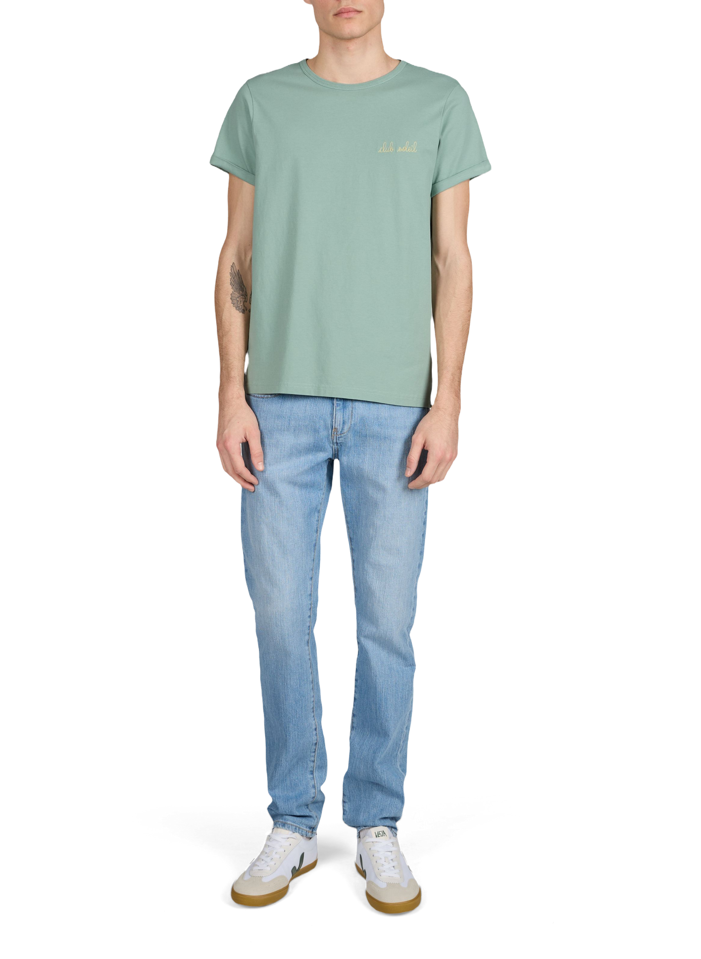T-shirt Poitou embroidered in organic cotton MAISON LABICHE Green