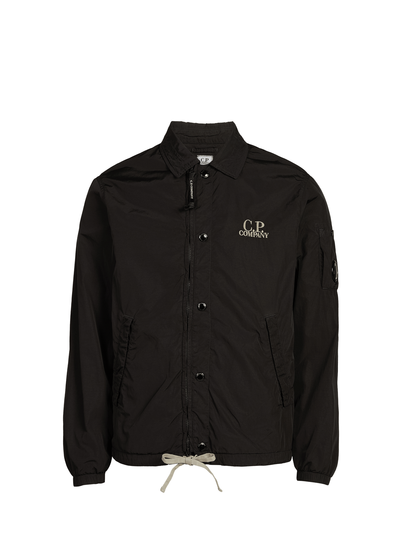 Zippered overshirt with brand embroidery CP COMPANY Black