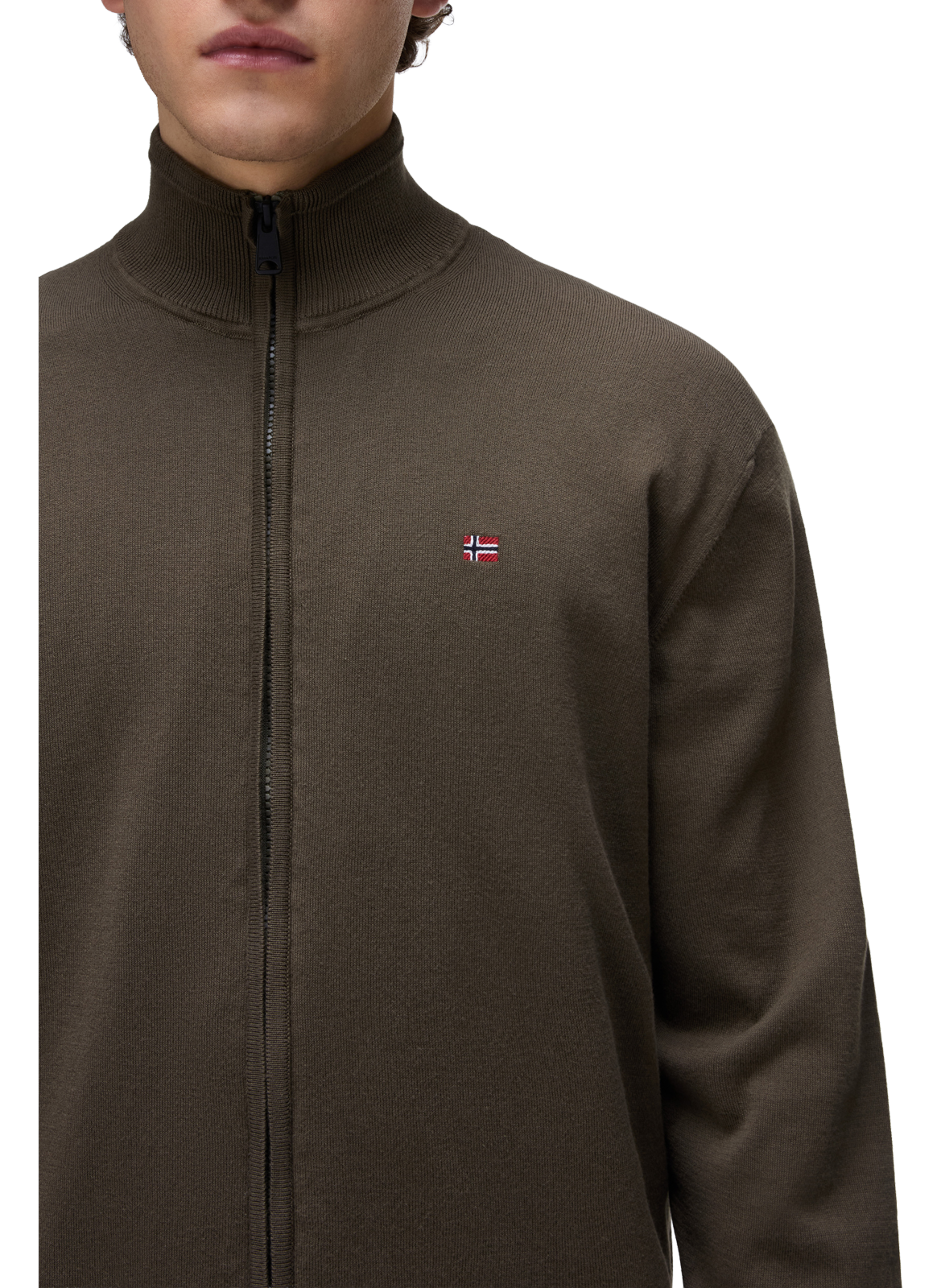 Gilet droit à col montant en coton NAPAPIJRI Kaki