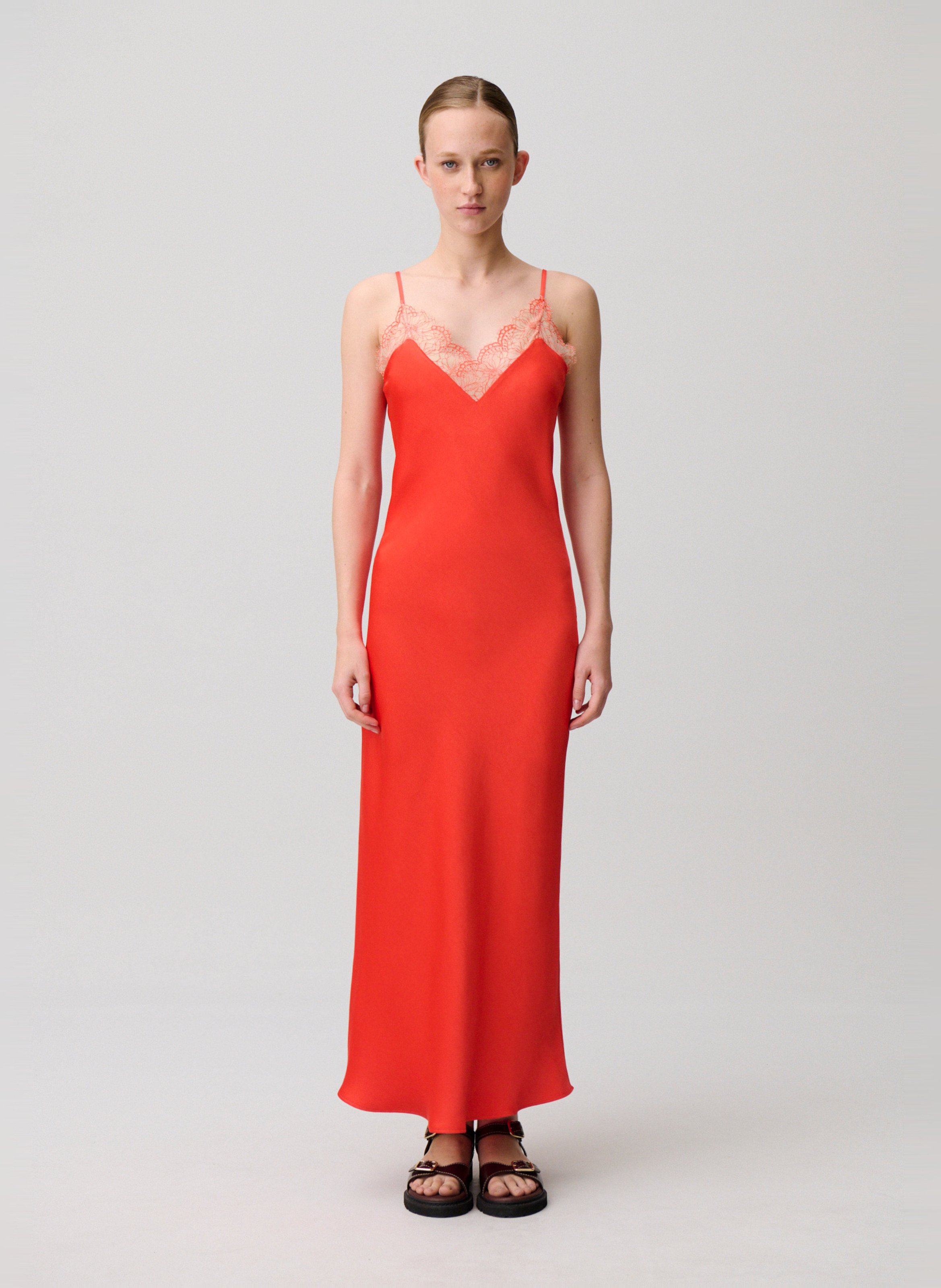 Robe longue satinée CLAUDIE PIERLOT Orange