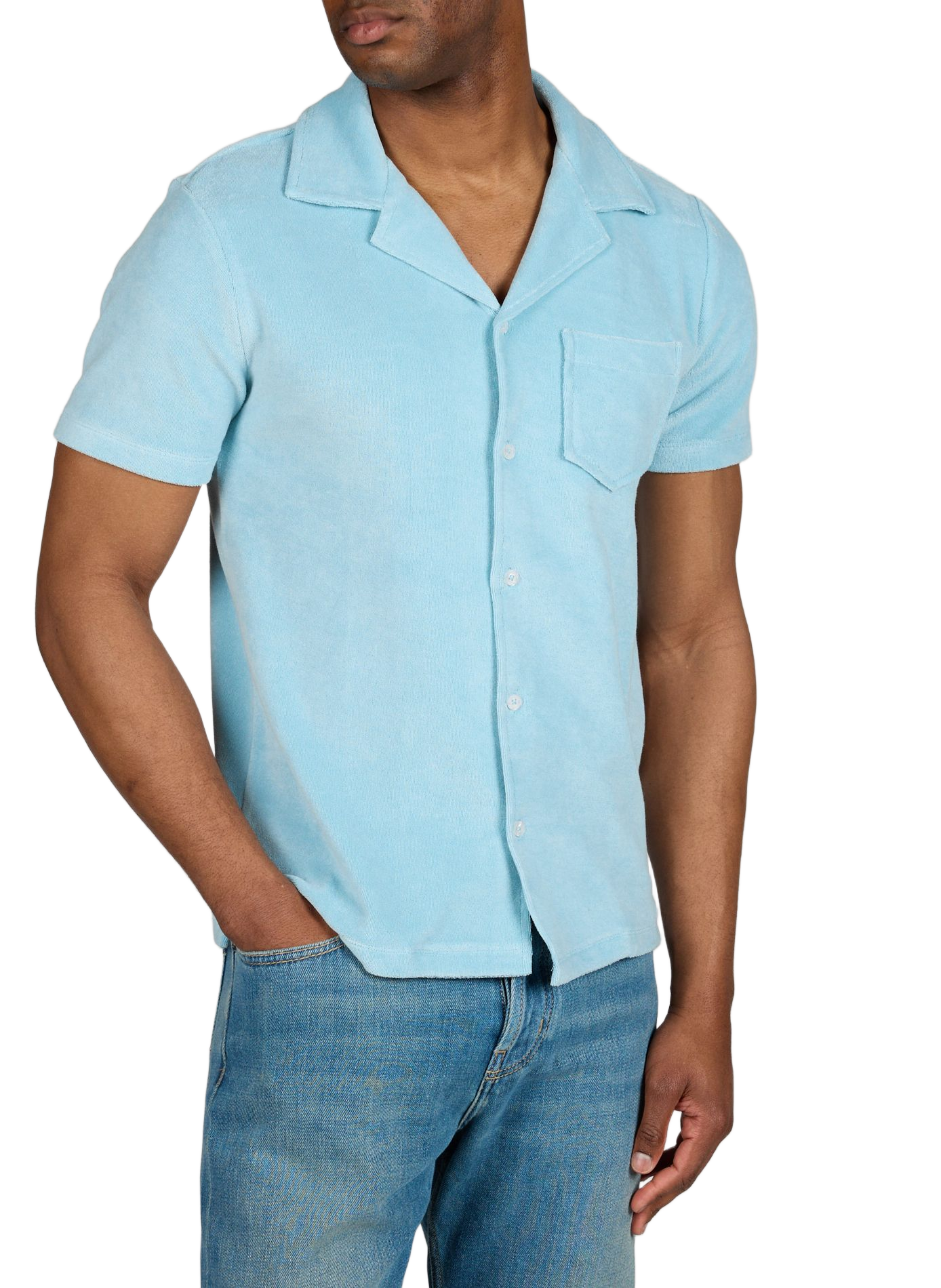Chemise en tissu éponge de coton mélangé AURELIEN Bleu