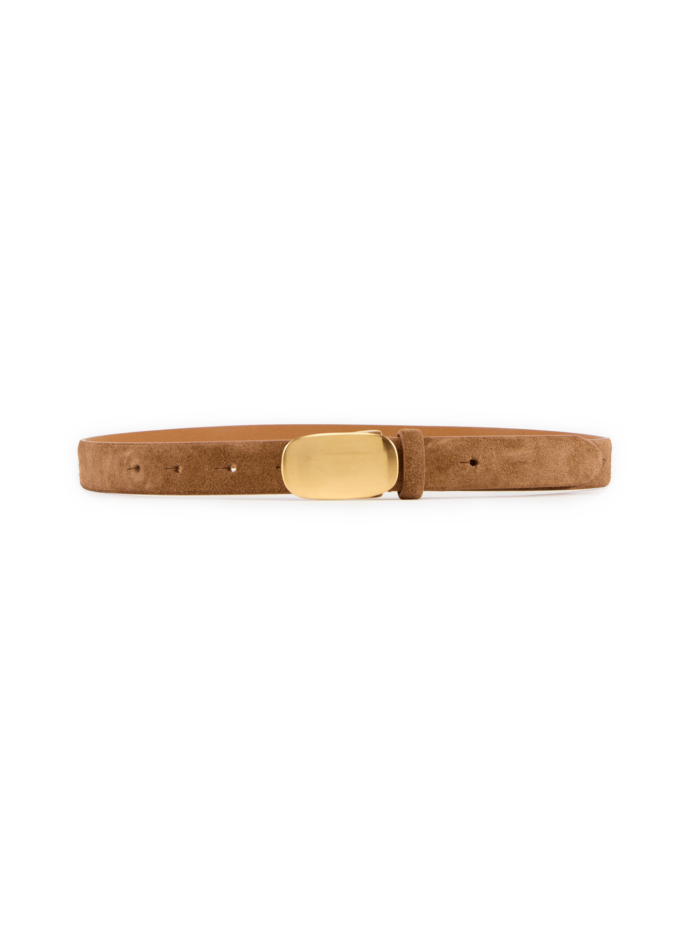 Belt with plated buckle in suede leather SAISON 1865 Brown