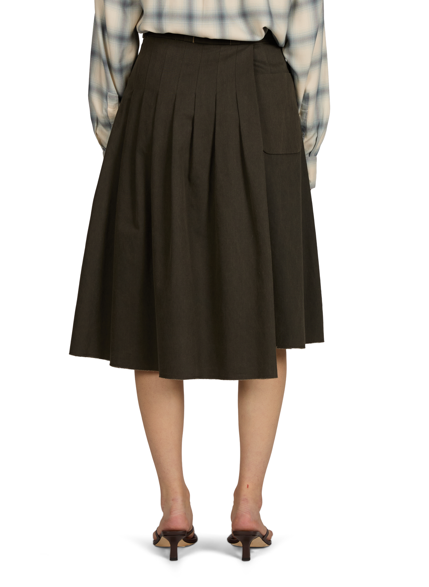 Midi skirt with asymmetrical pleats in cotton OUR LEGACY Green