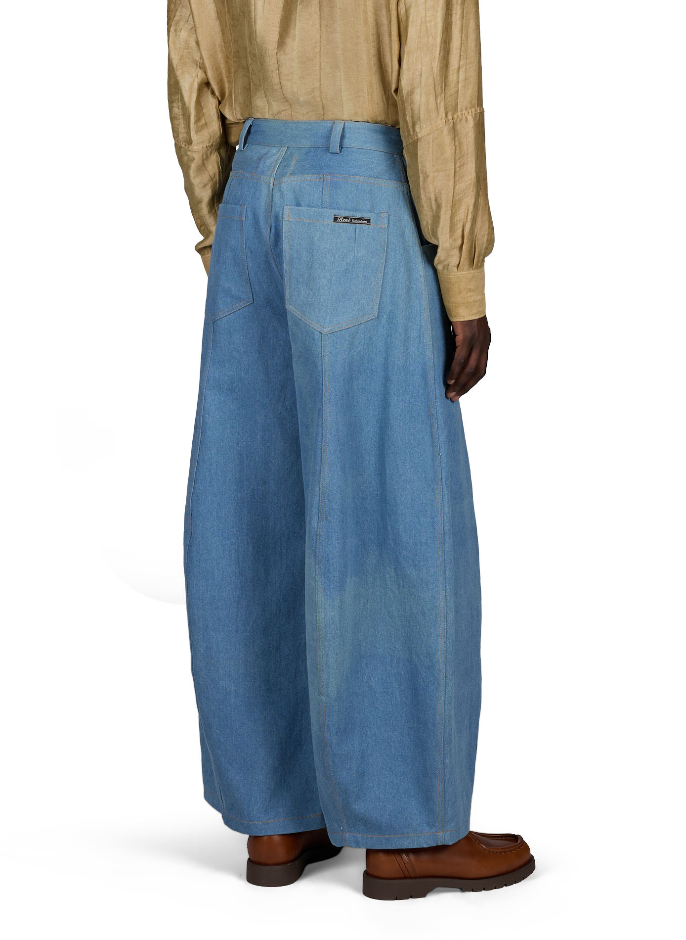 High-waisted cotton balloon-cut jeans RENÈ Blue