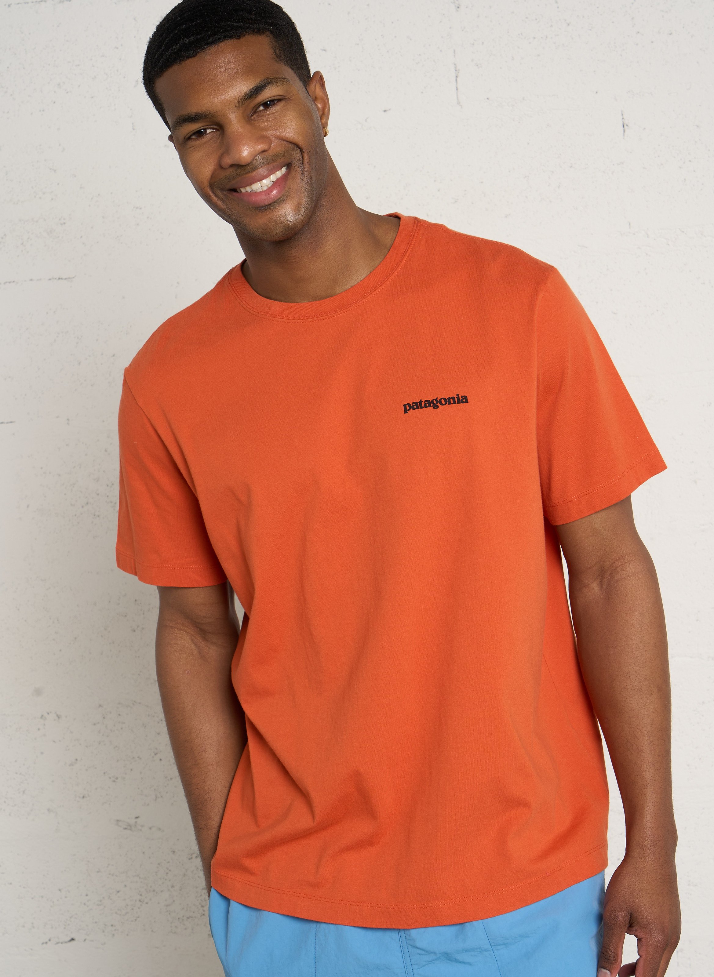 Oversized T-shirt met ronde hals van biologisch katoen met zeefdruk | Oranje PATAGONIA Heren