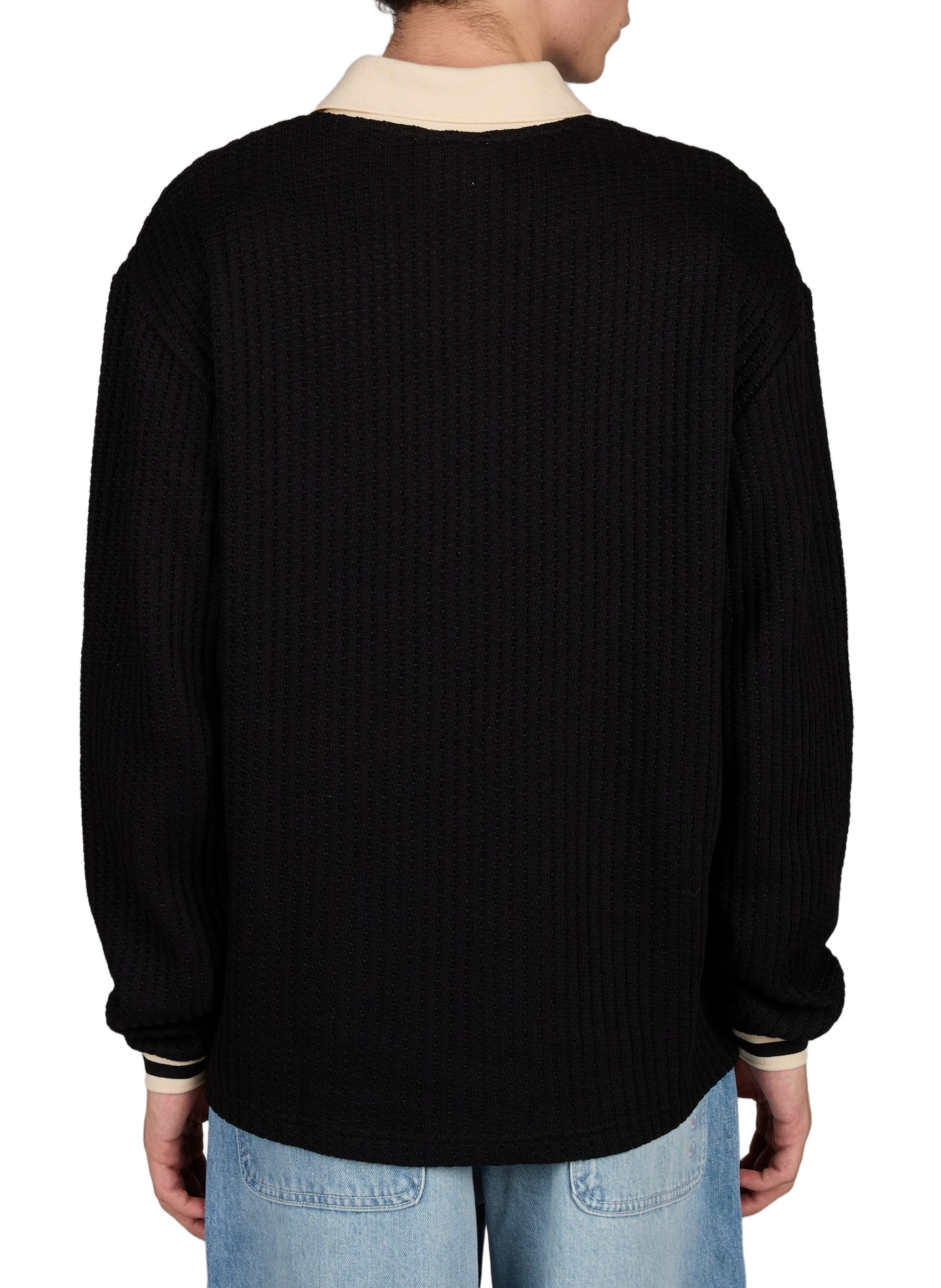Embroidered polo in knitted blend of cotton LES DEUX Black