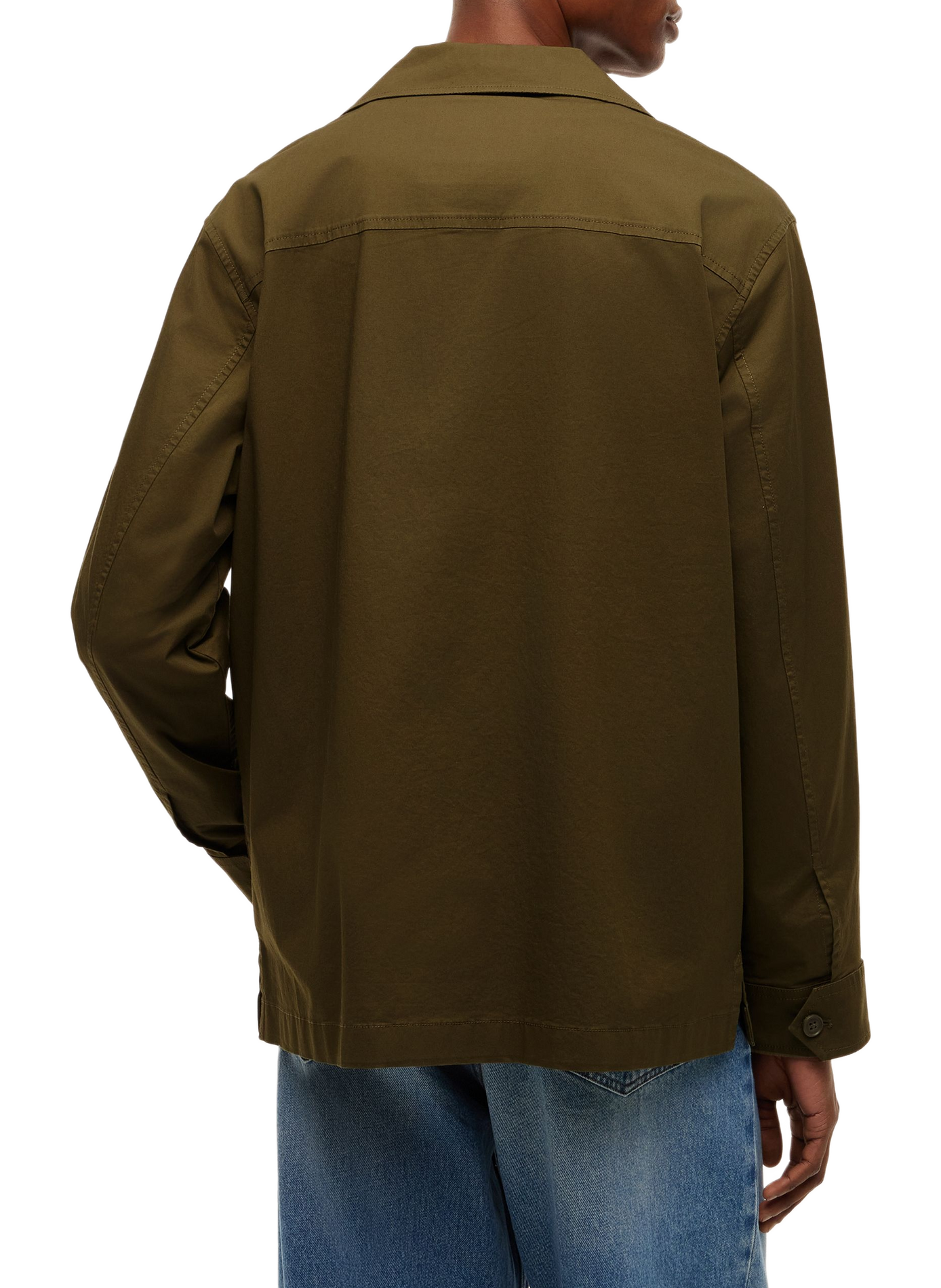 Veste chemise unie à logo brodé en coton mélangé TOMMY HILFIGER Kaki
