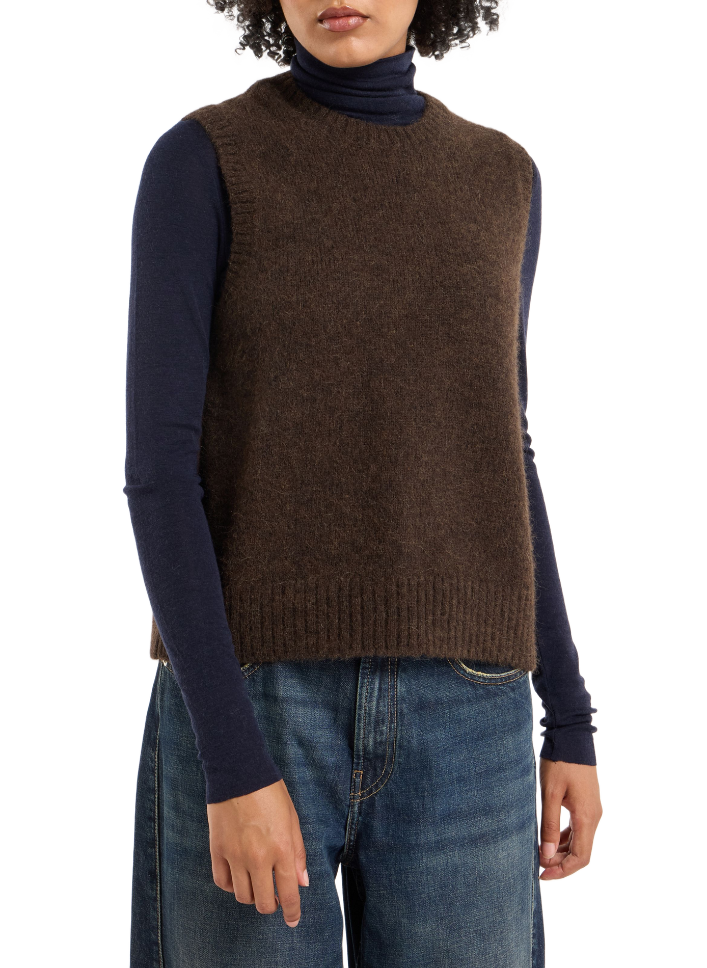 Sleeveless Bilet alpaca blend sweater SAISON 1865 Brown