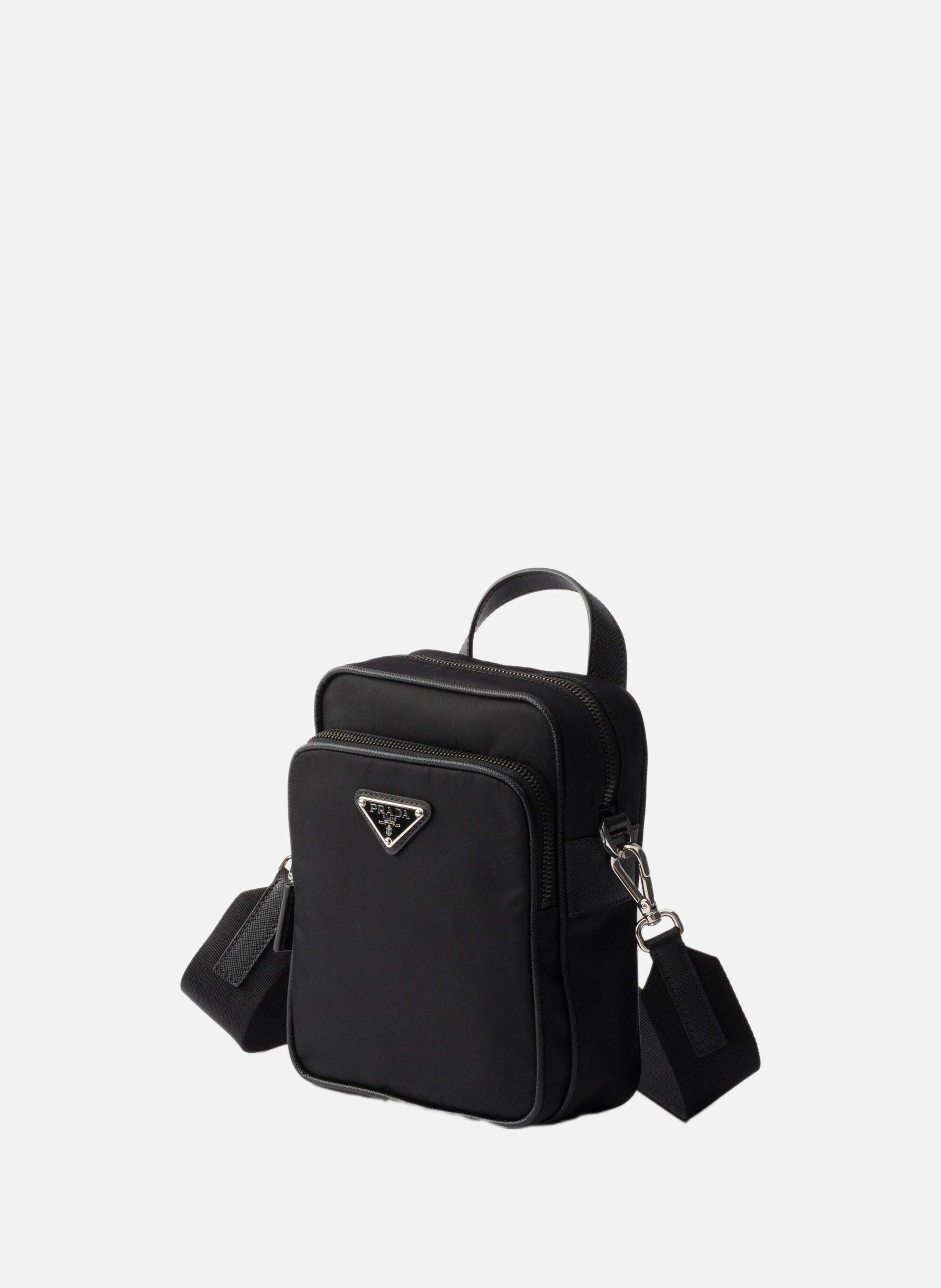 Sac porté épaule en re-nylon et cuir saffiano PRADA Noir