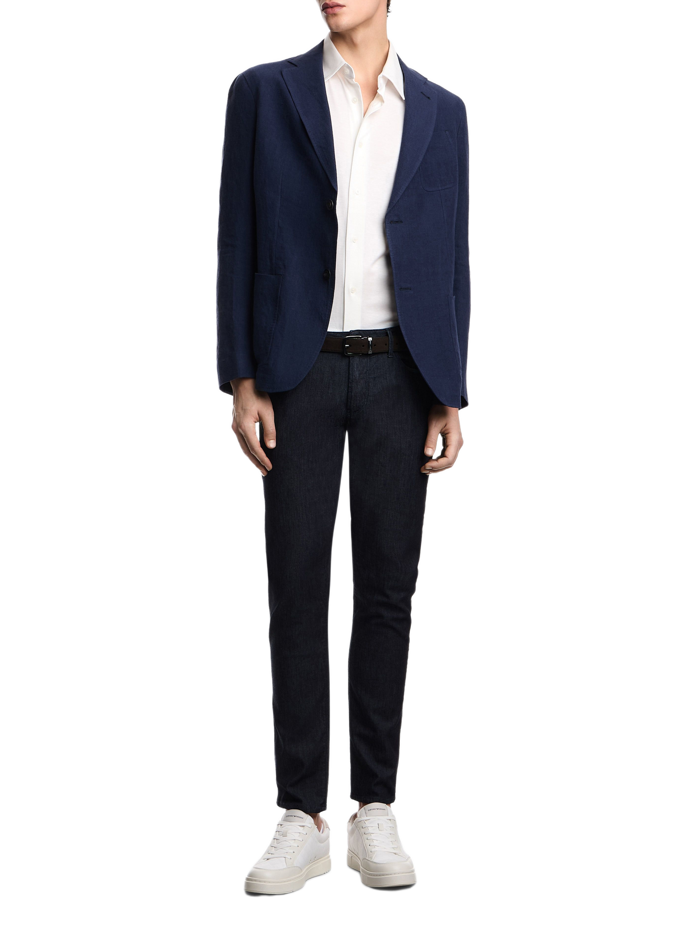 Slim fit shirt in mixed jersey EMPORIO ARMANI White