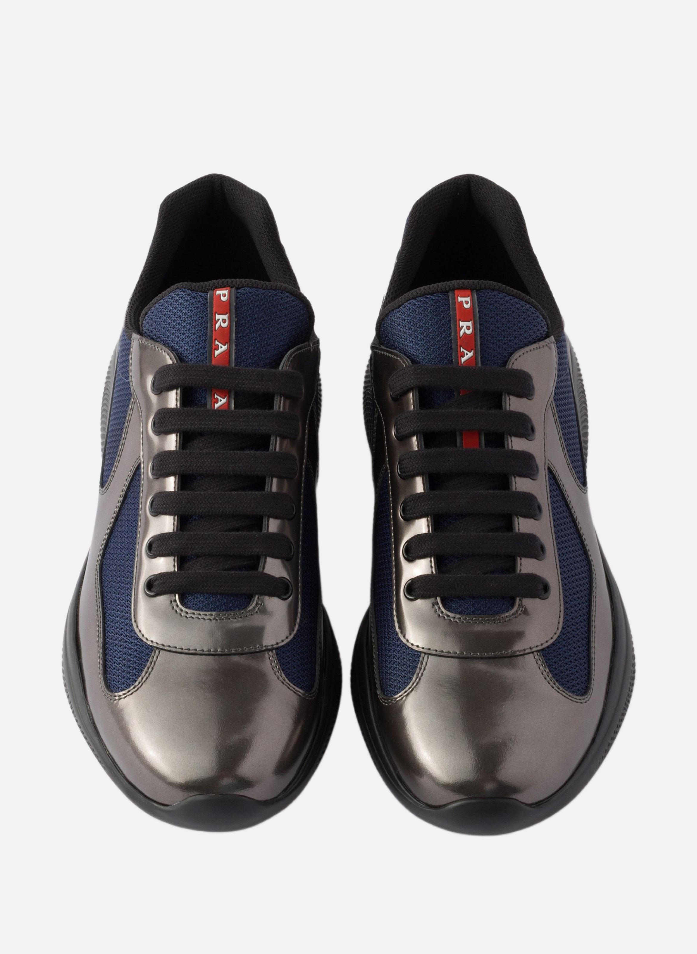 Baskets prada america’s cup en cuir métallisé et t PRADA Gris