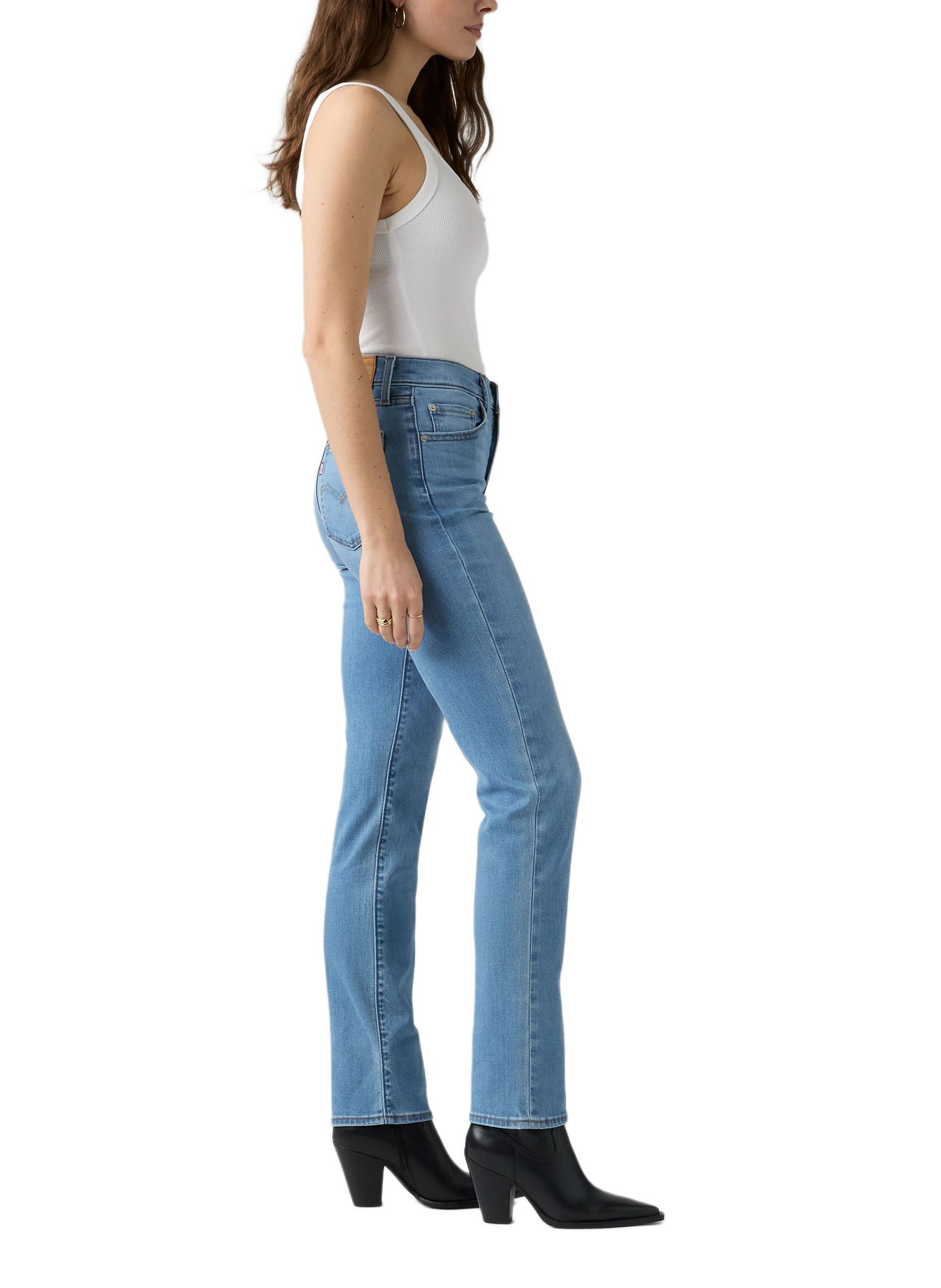 Slim jeans 722 met hoge taille van gemengd katoen LEVI'S Blauw