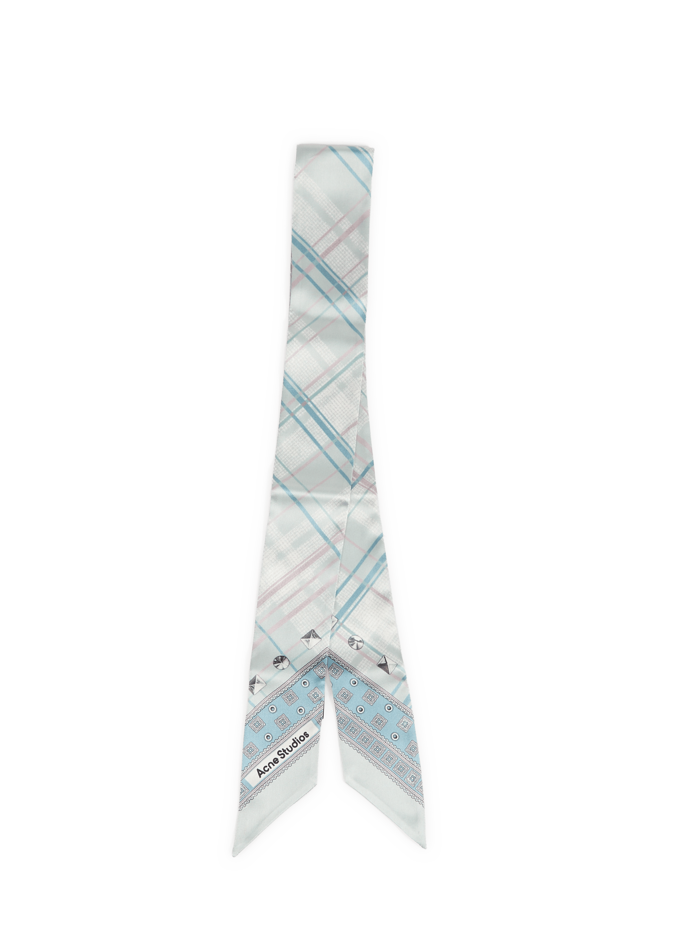 Thin printed silk scarf ACNE STUDIOS Blue