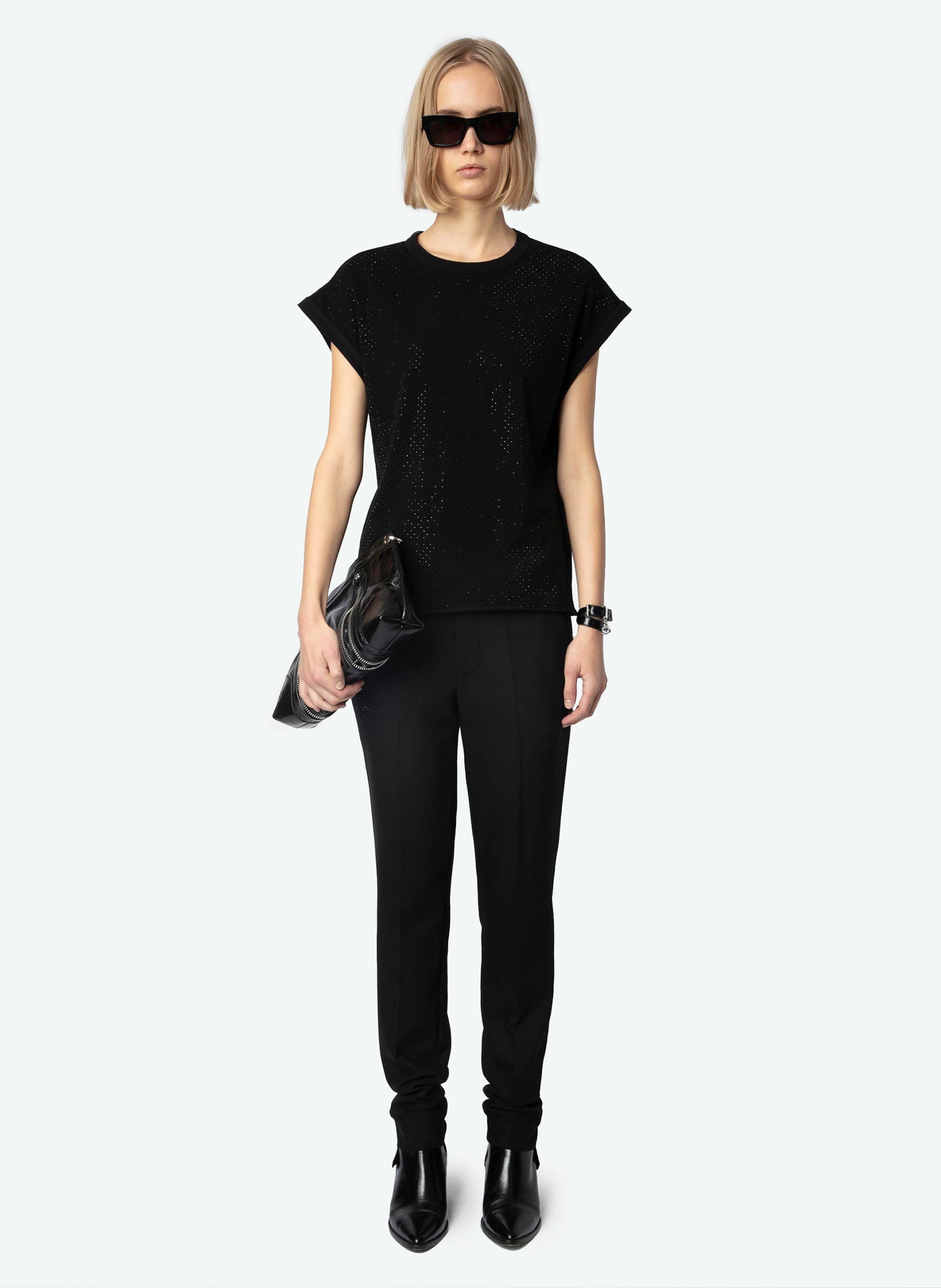 Tee-shirt à strass en coton cecilia ZADIG&VOLTAIRE Noir