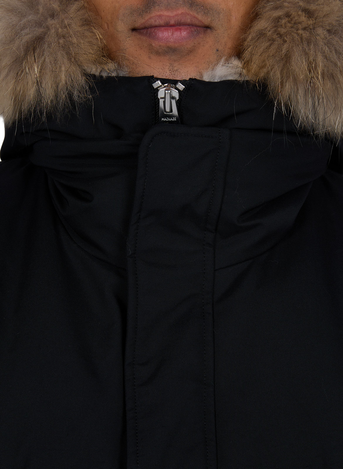 Daunenjacke mit Kapuze und Pelz MACKAGE Schwarz