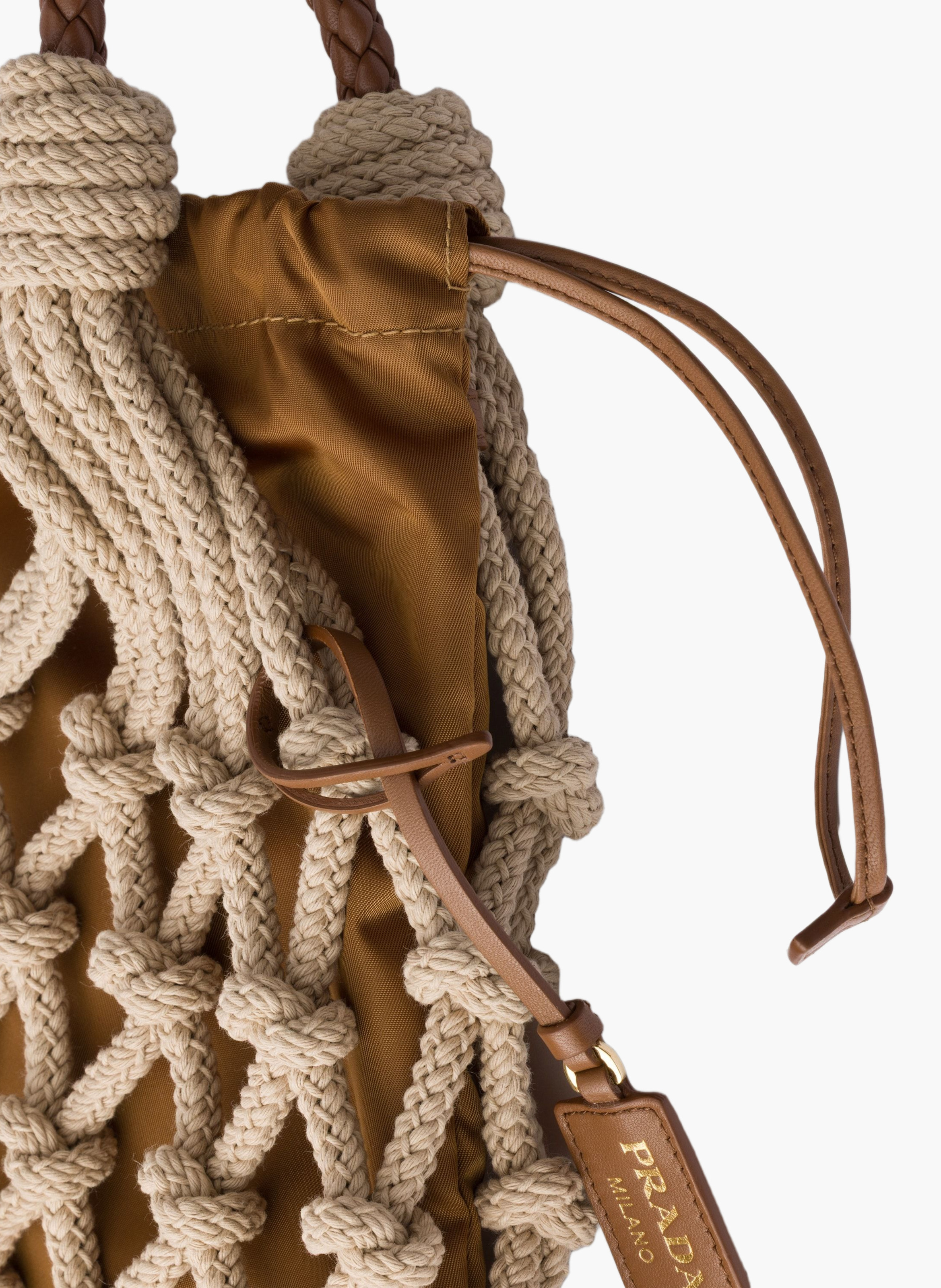 Sac prada noué en macramé de coton PRADA Beige