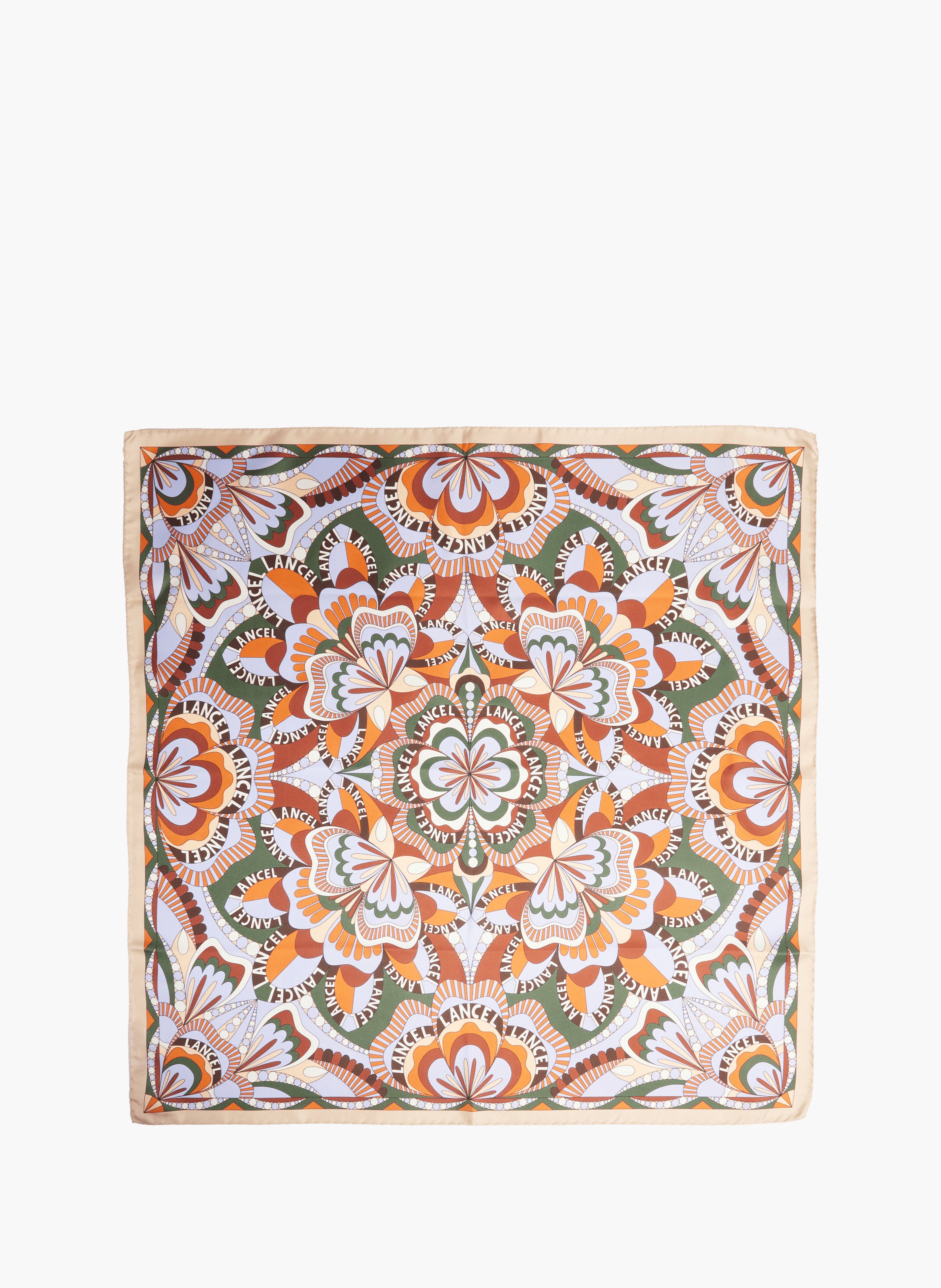 Zijden sjaal 90 cm met bloemenmotief LANCEL Groen