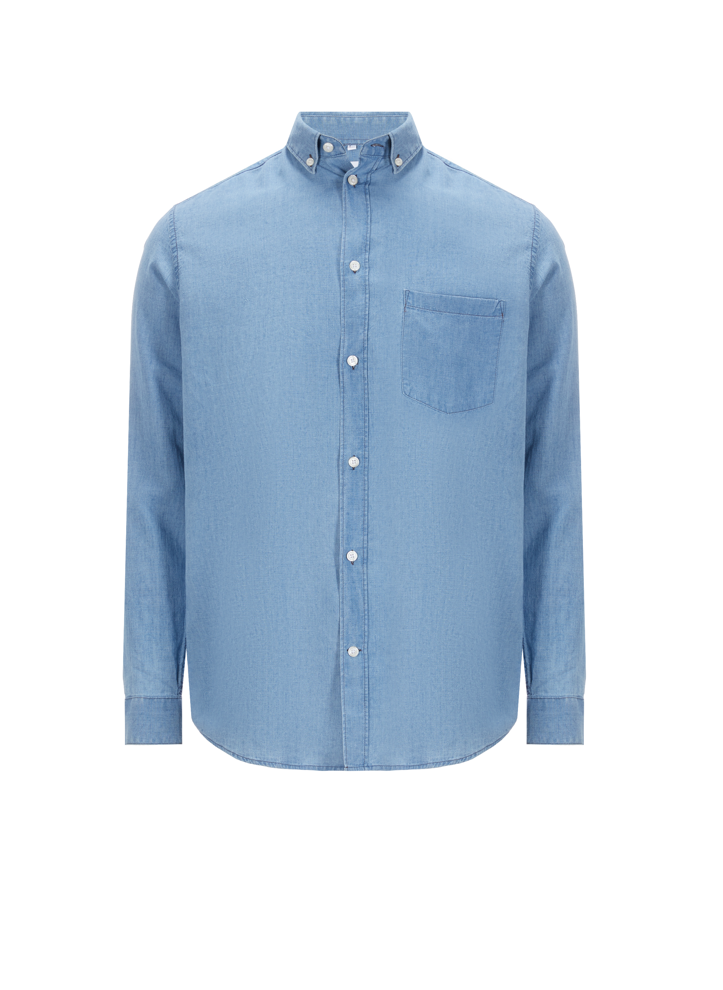 Chemise en lin et coton Denim AU PRINTEMPS PARIS Bleu