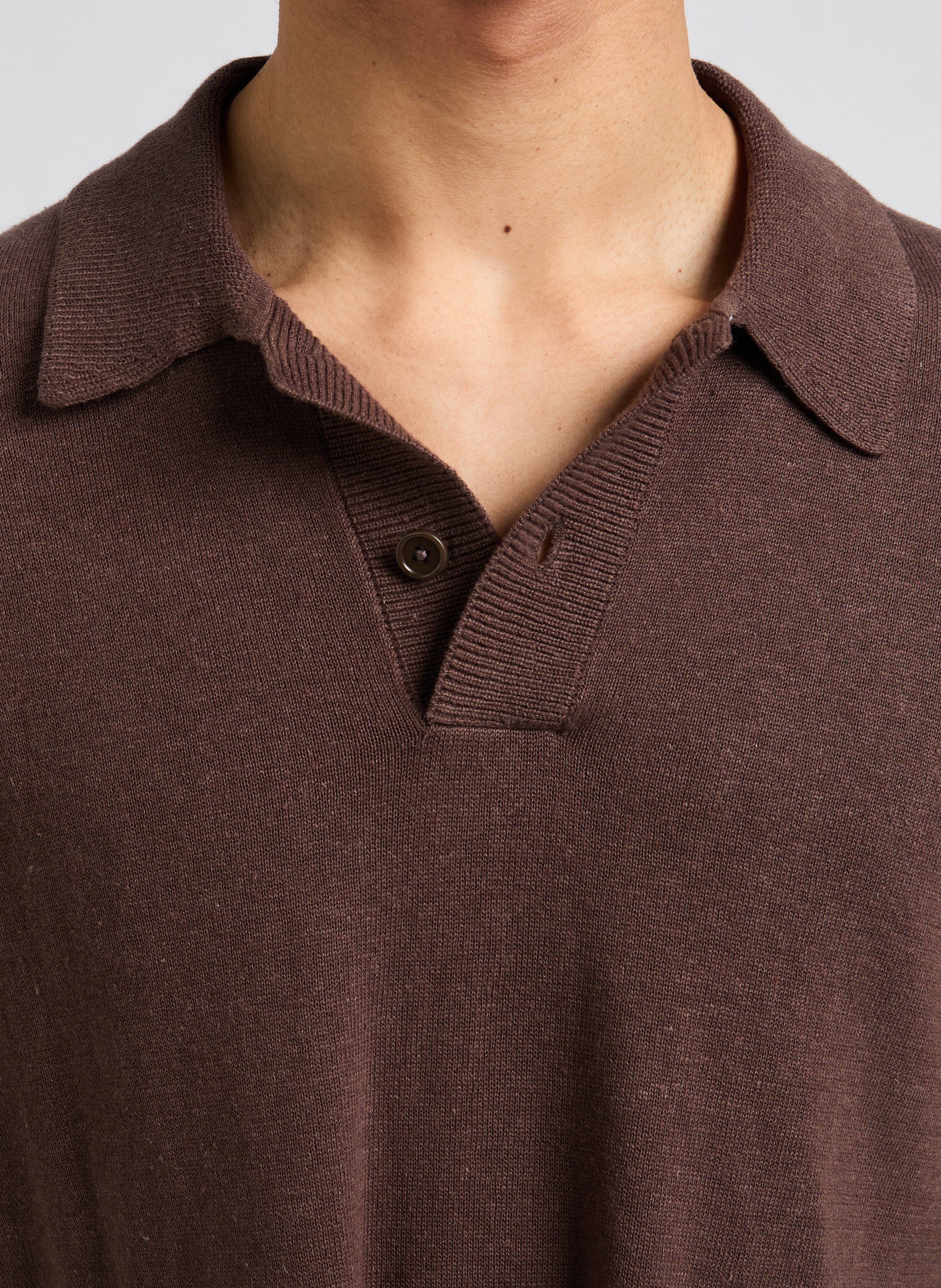 Polo en lin et coton SAISON 1865 Marron