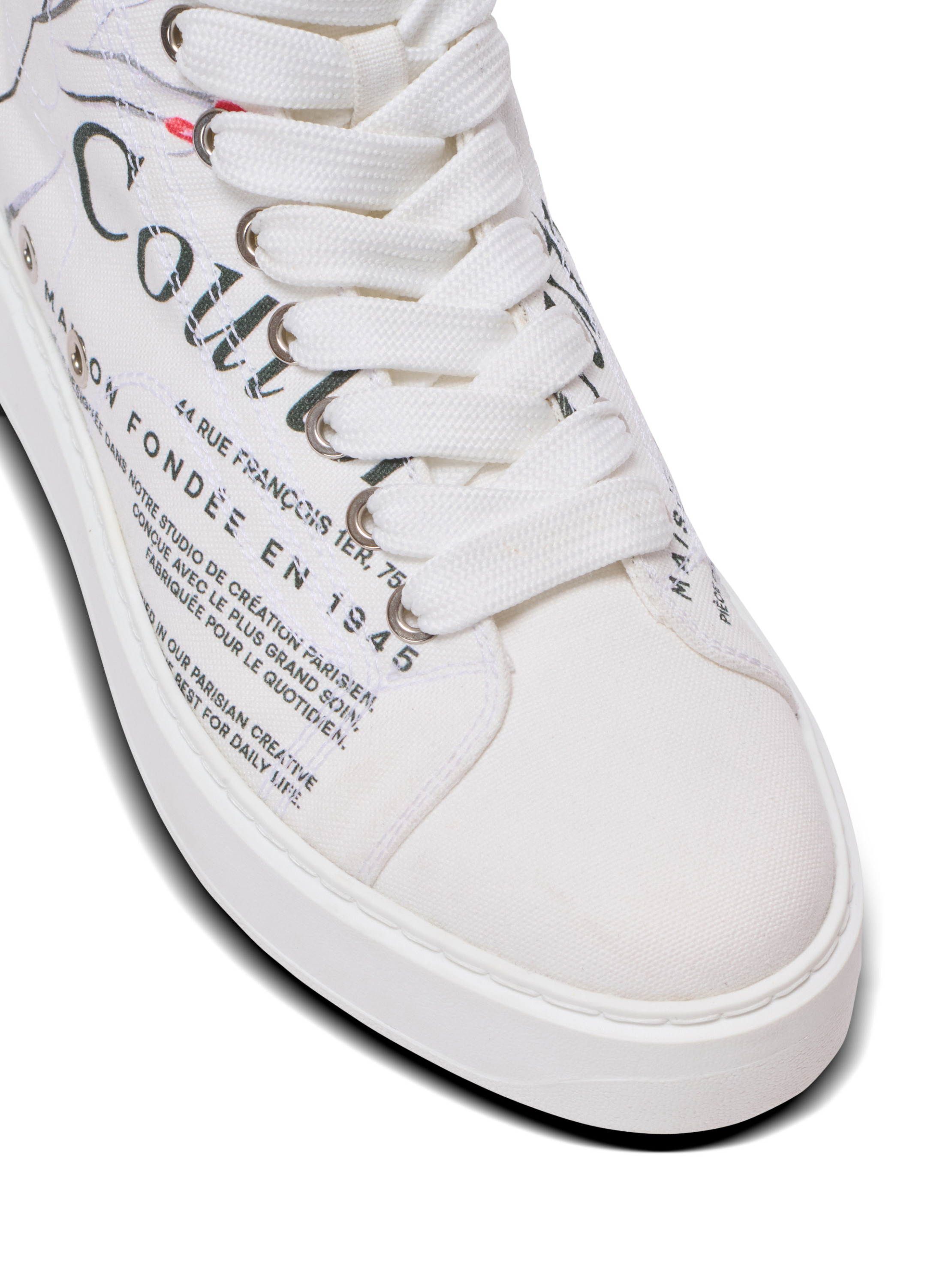 Baskets b-court high top imprimées balmain beauty BALMAIN Blanc