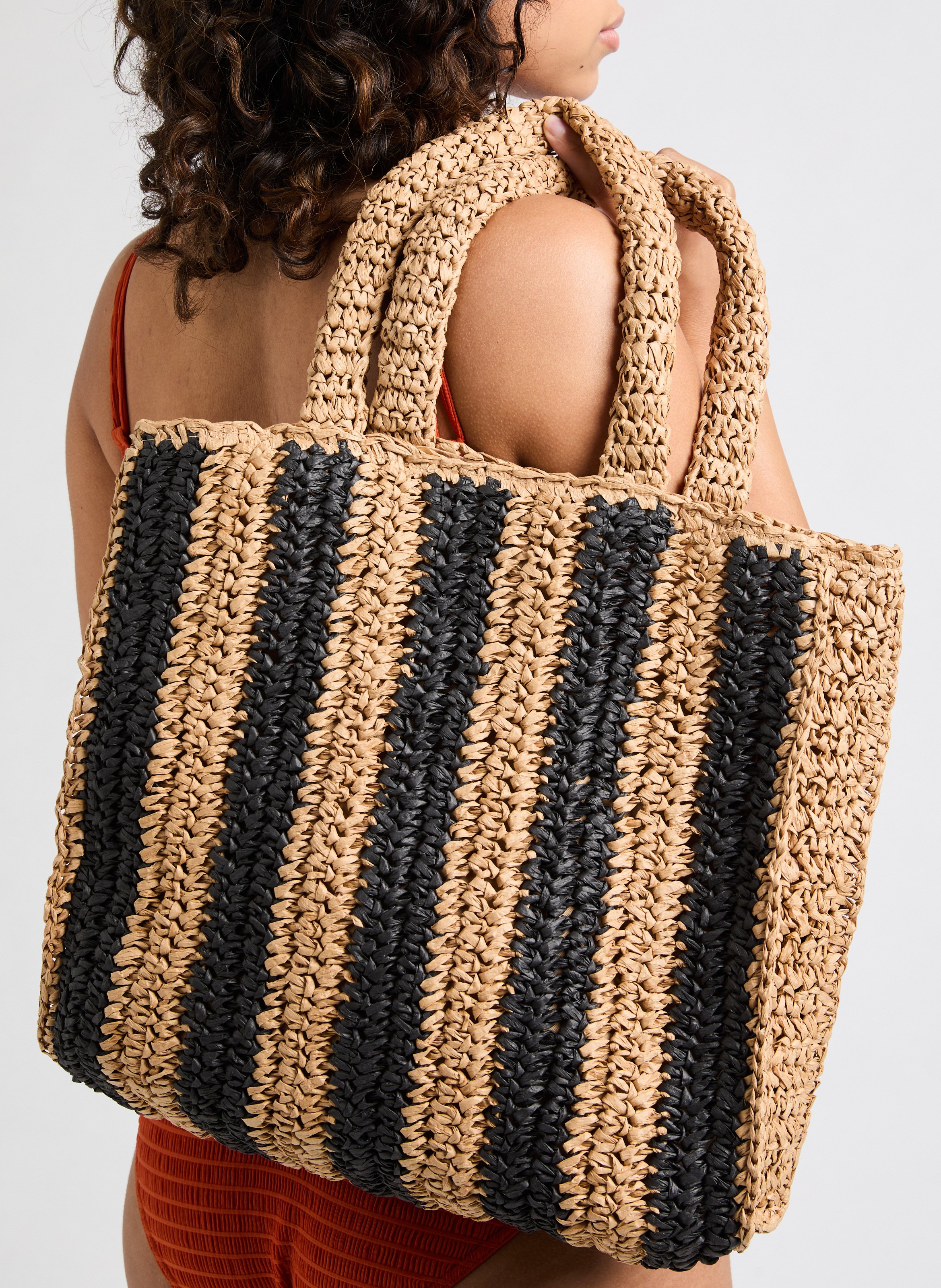 Sac à main en raphia AU PRINTEMPS PARIS Noir