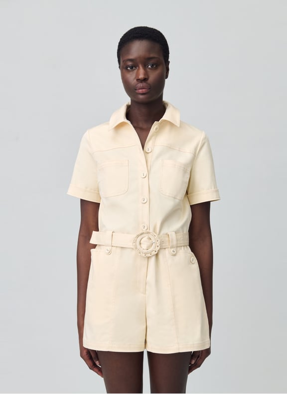 Combi short droite en coton mélangé Jaune by CLAUDIE PIERLOT CLAUDIE PIERLOT Combi short droite en coton mélangé Jaune