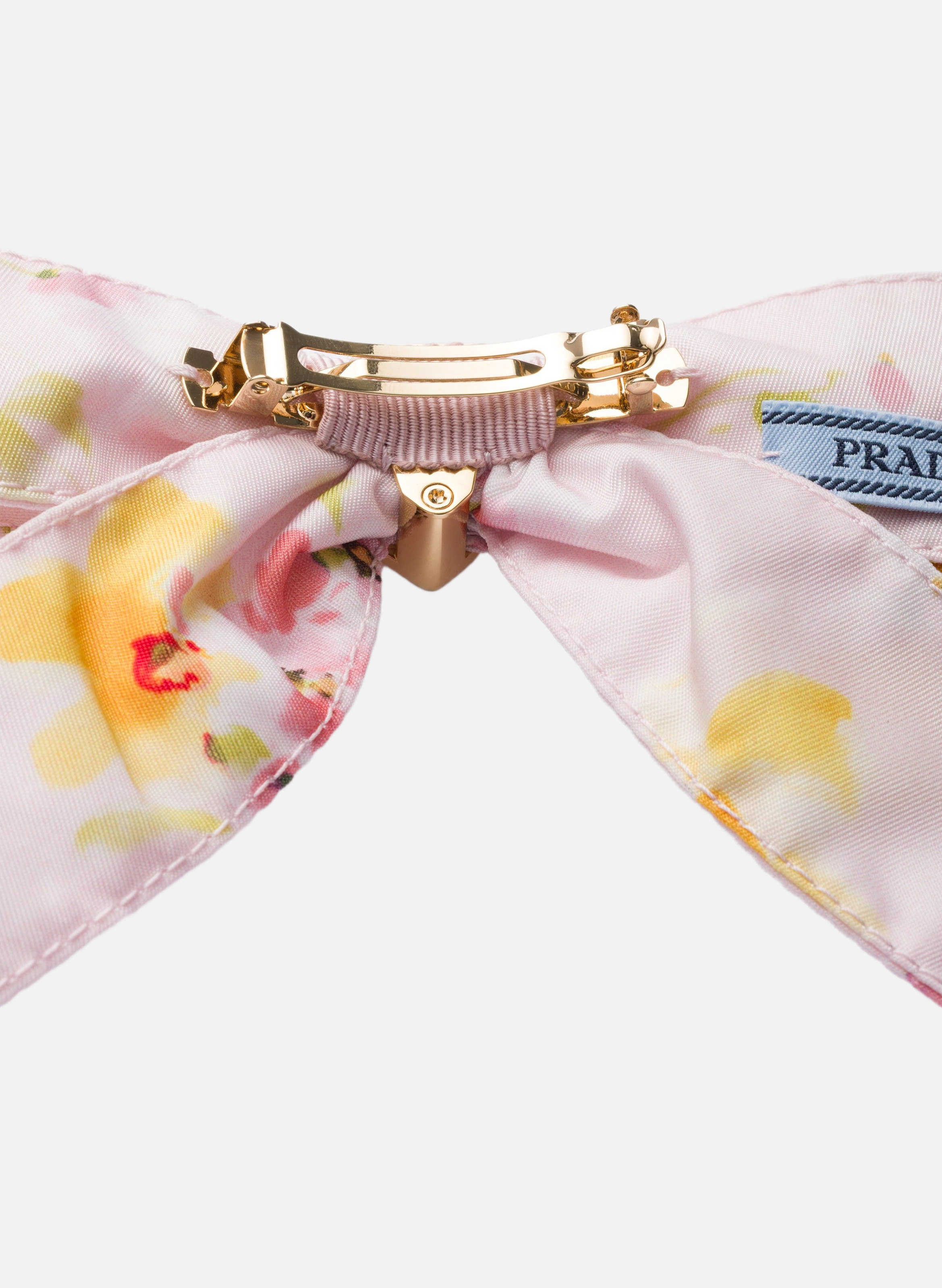 Pince à cheveux en re-nylon à imprimé floral PRADA Rose