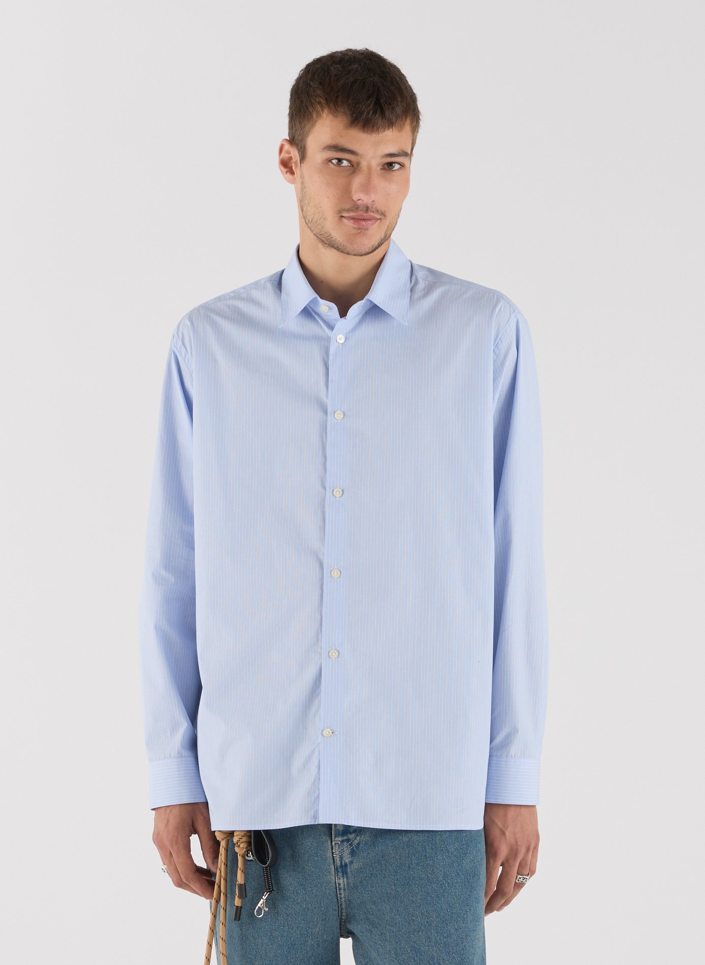 SAISON 1865 Chemise col classique à rayures en coton Blue