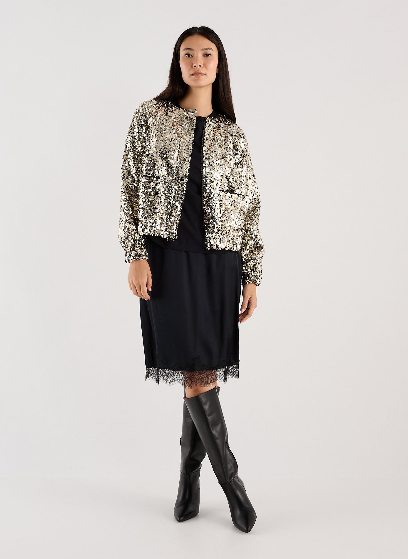 Round neck sequin bombers Wayet SAISON 1865 Golden