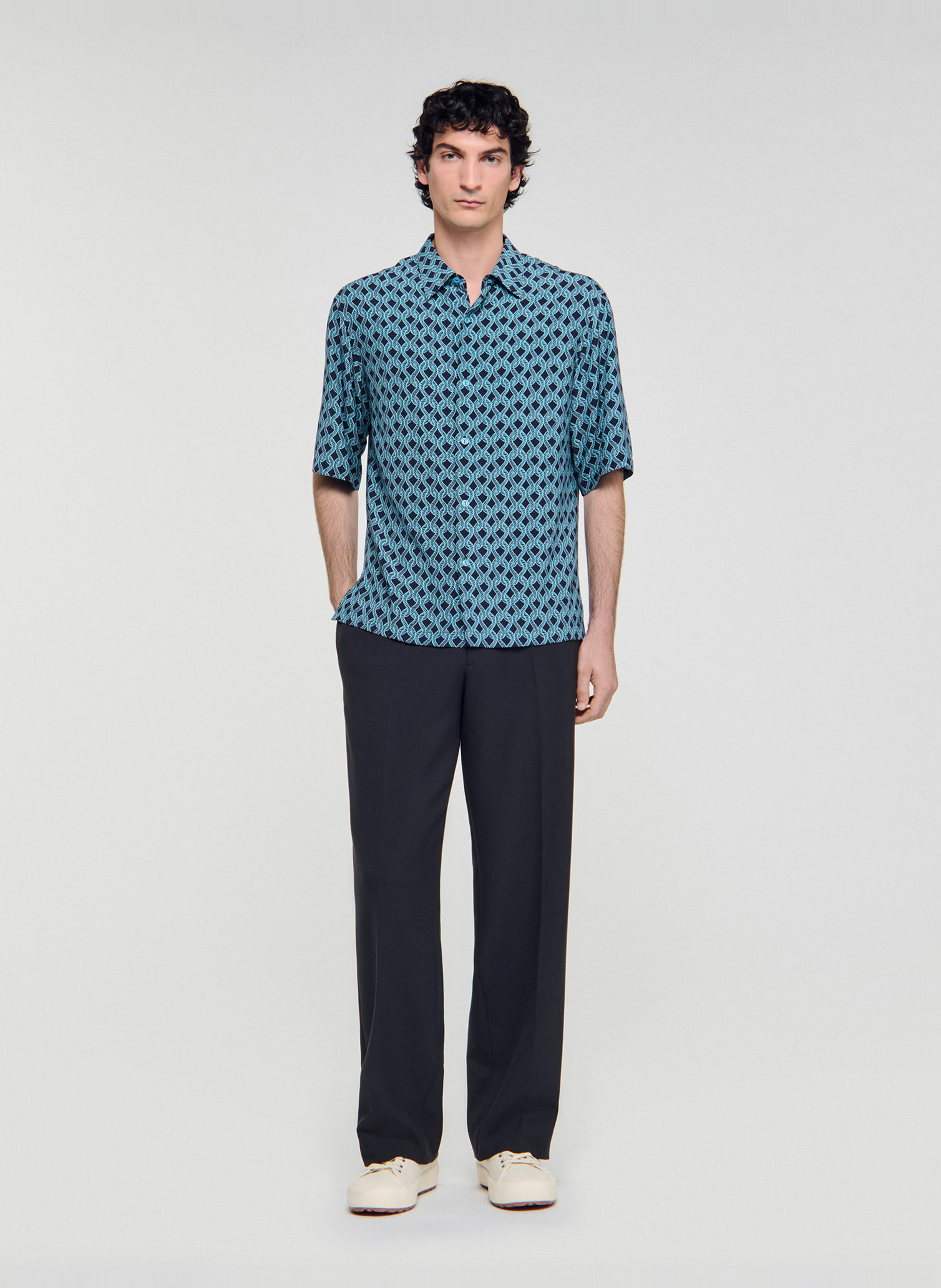 Chemise col classique imprimé SANDRO Bleu