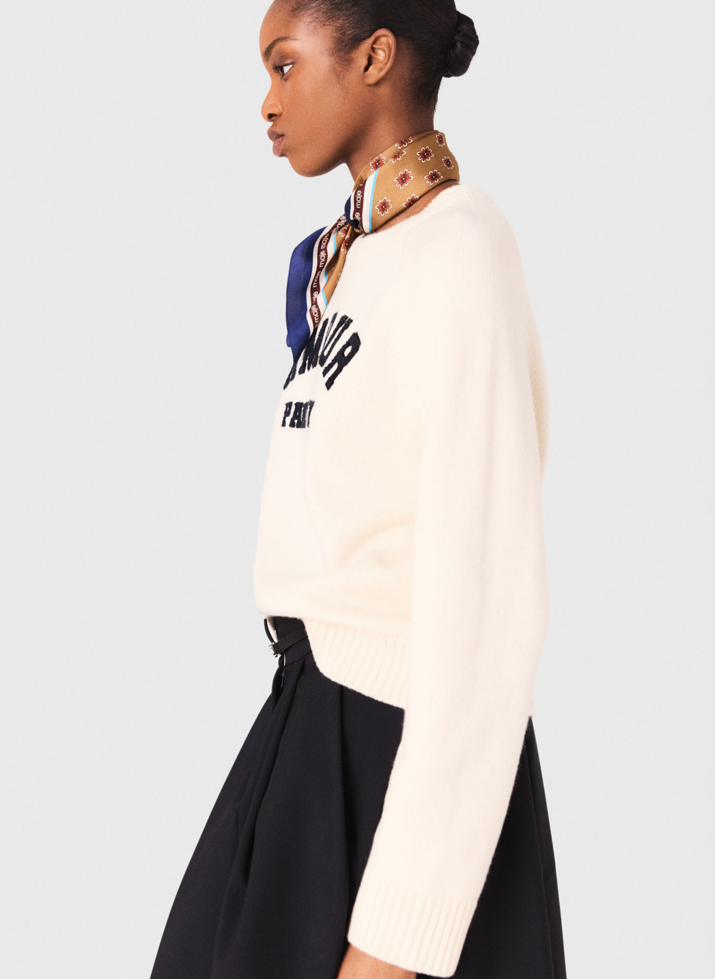 Sweat col rond en laine mélangée MAJE Beige