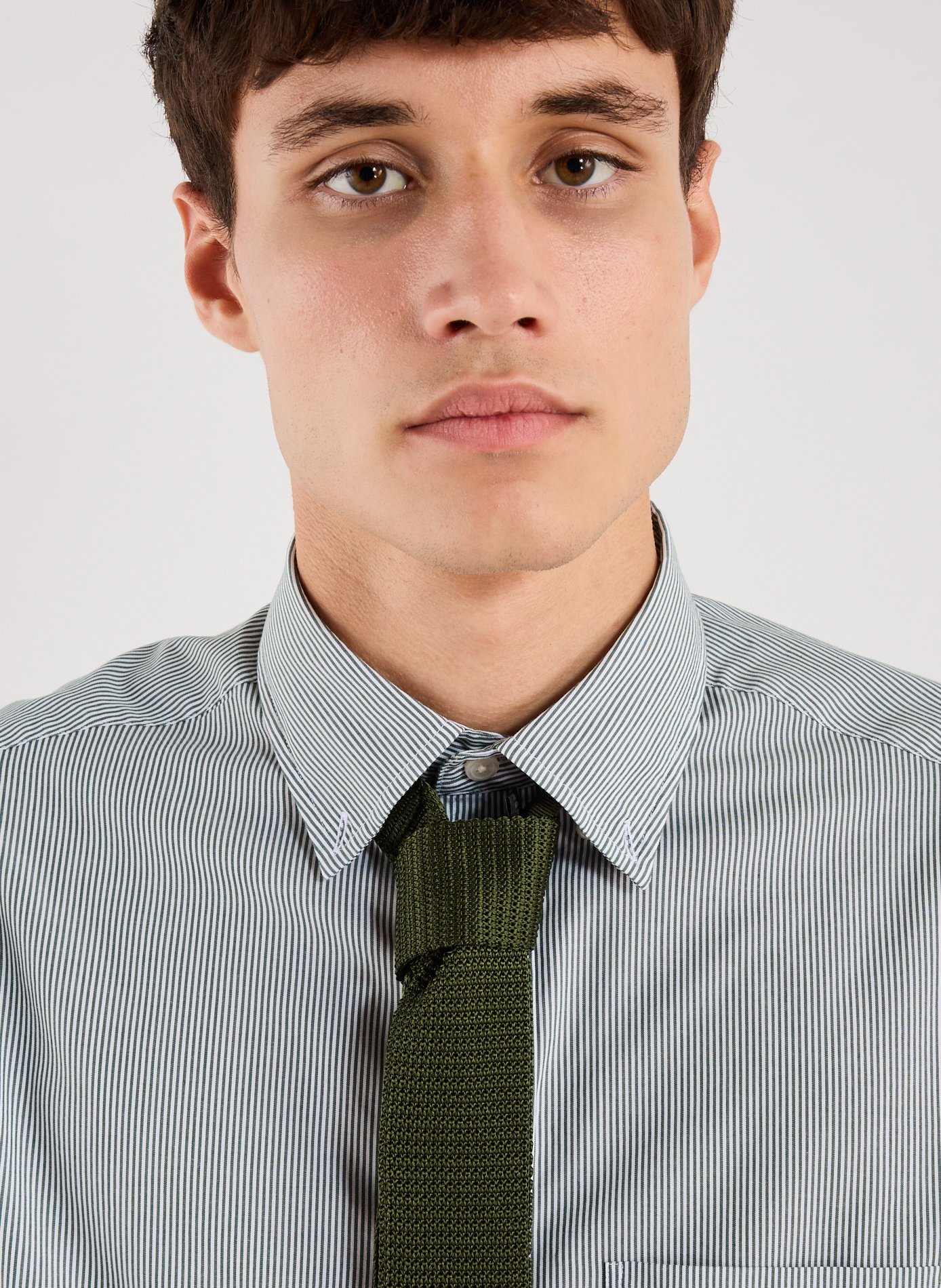 Straight knitted silk tie AU PRINTEMPS PARIS Khaki