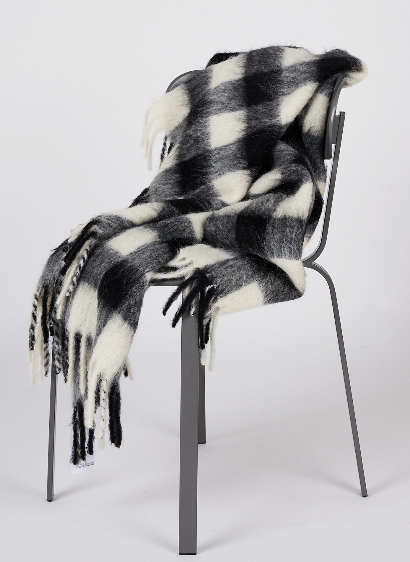 Plaid en mohair à carreaux AU PRINTEMPS PARIS Noir