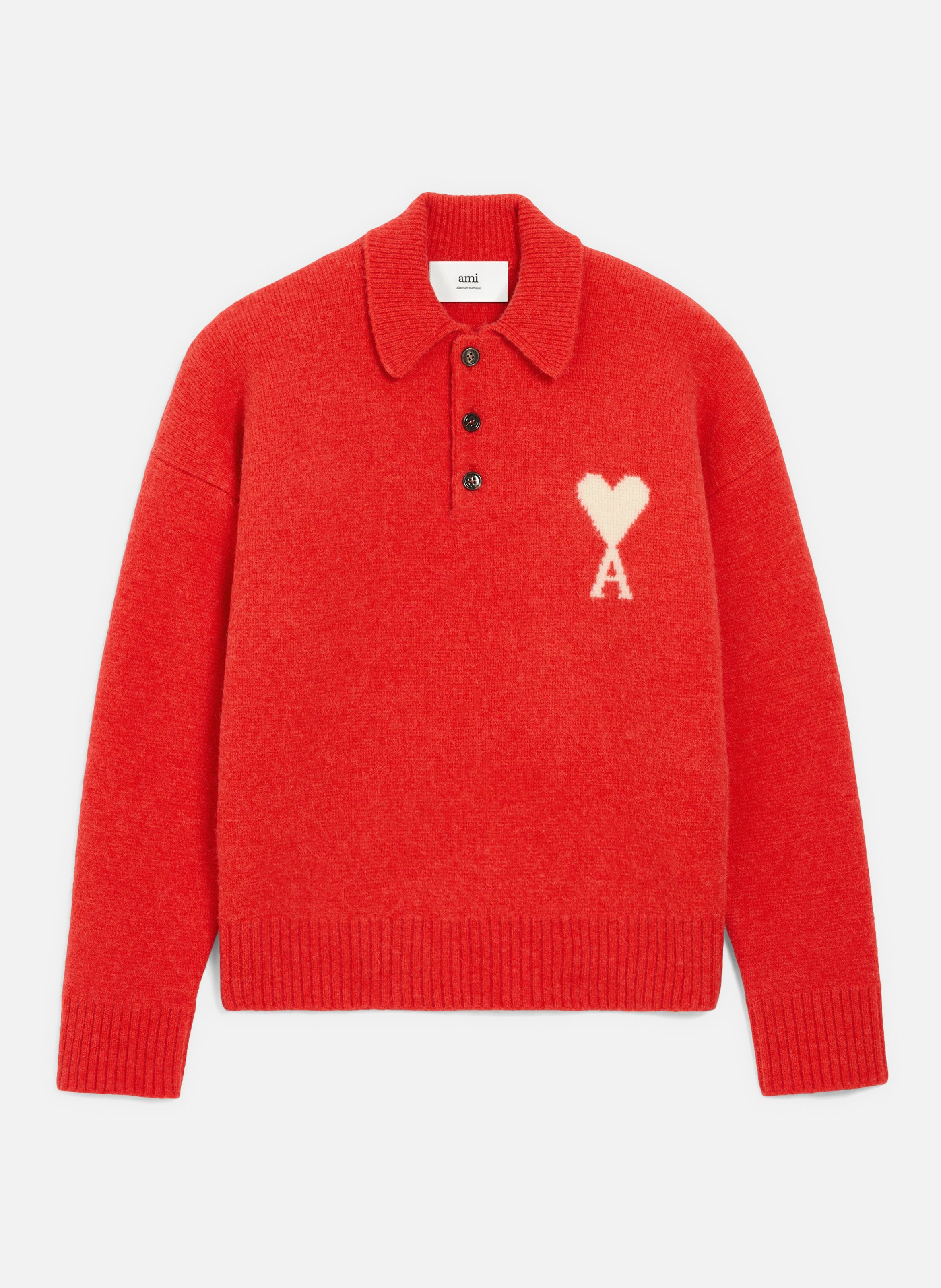 Polo ami de coeur en alpaga unisexe AMI PARIS Rouge