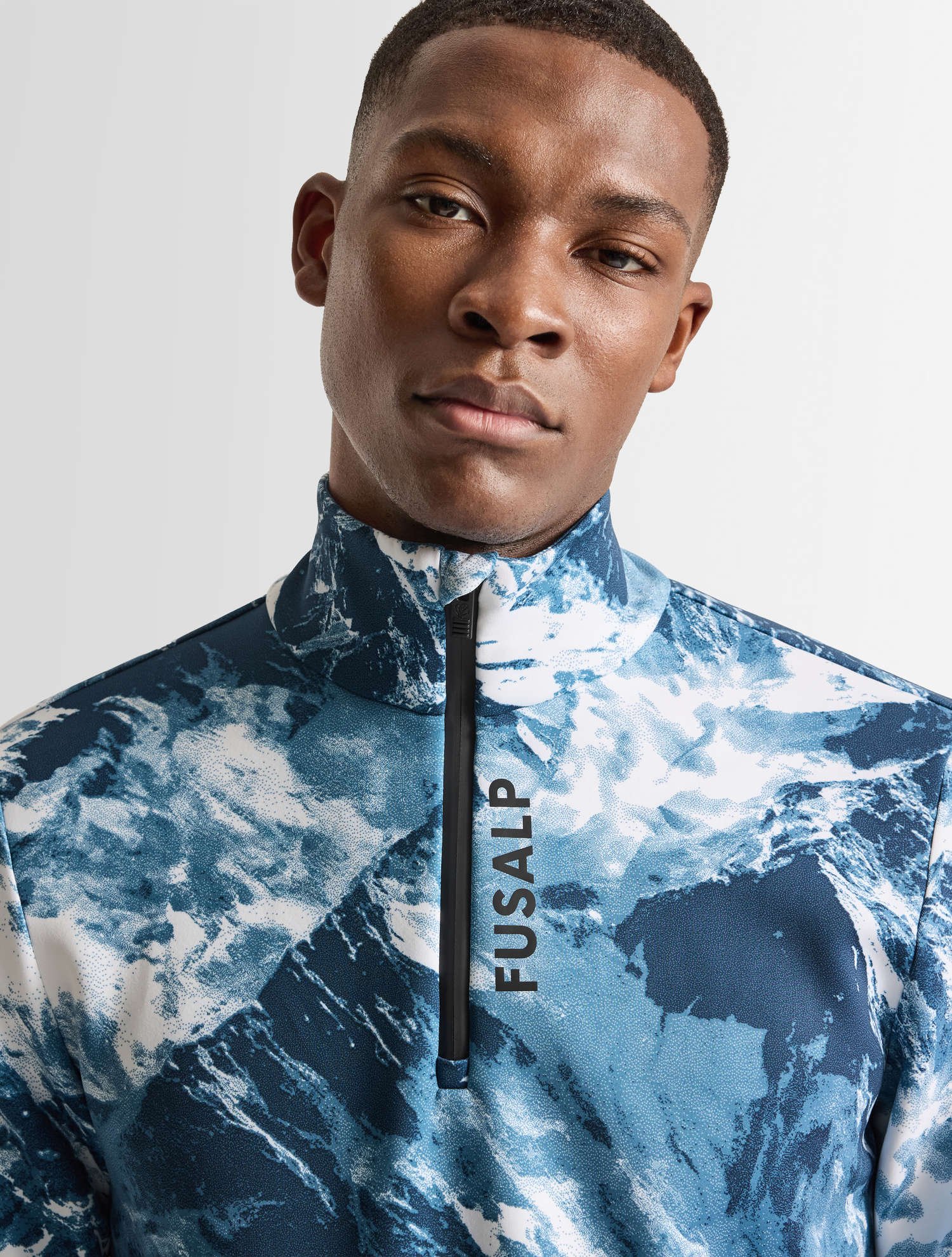 T-shirt manches longues de ski timothy col montant coupe regular FUSALP Bleu