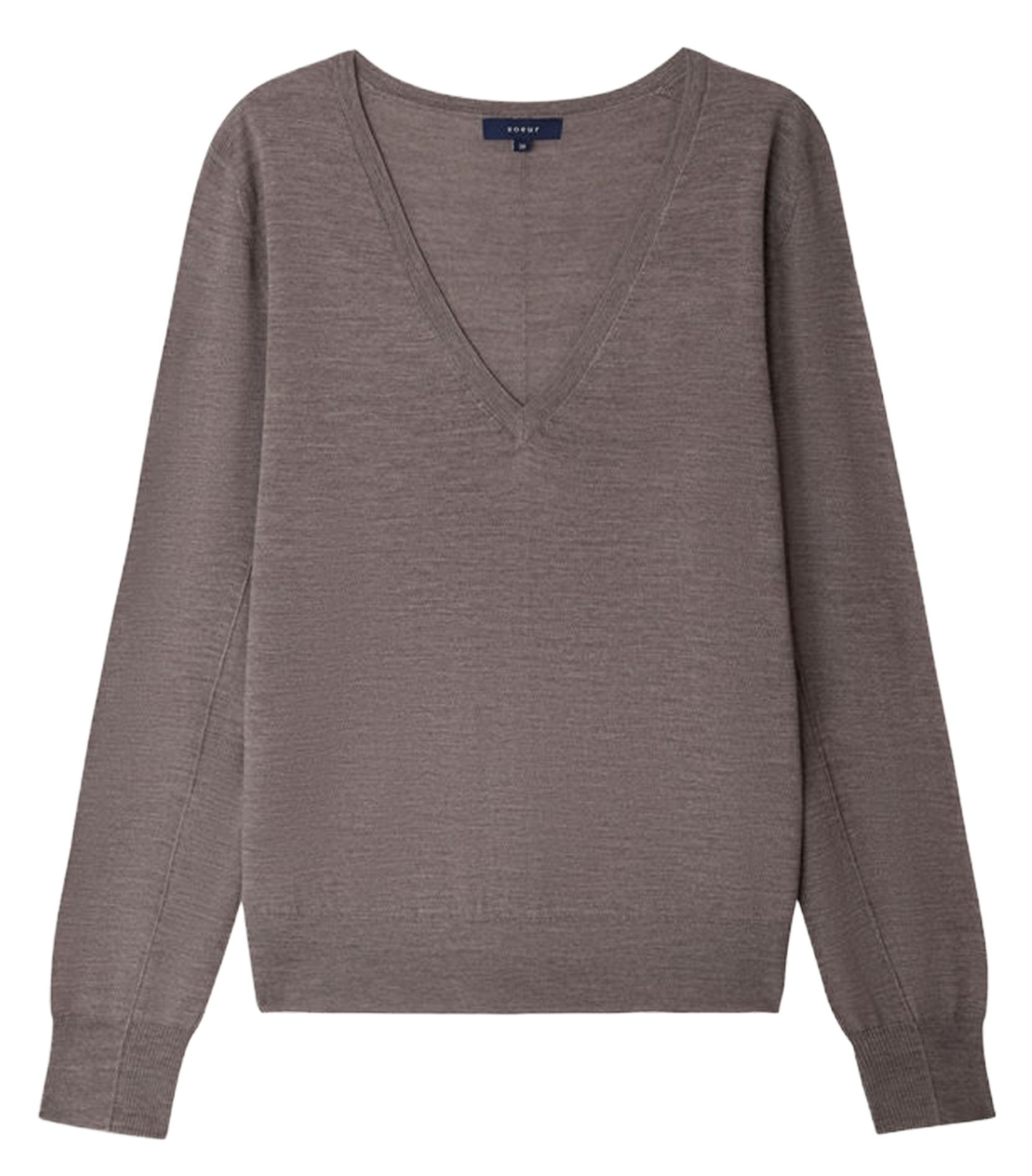 Pull col v en laine derek SOEUR Marron