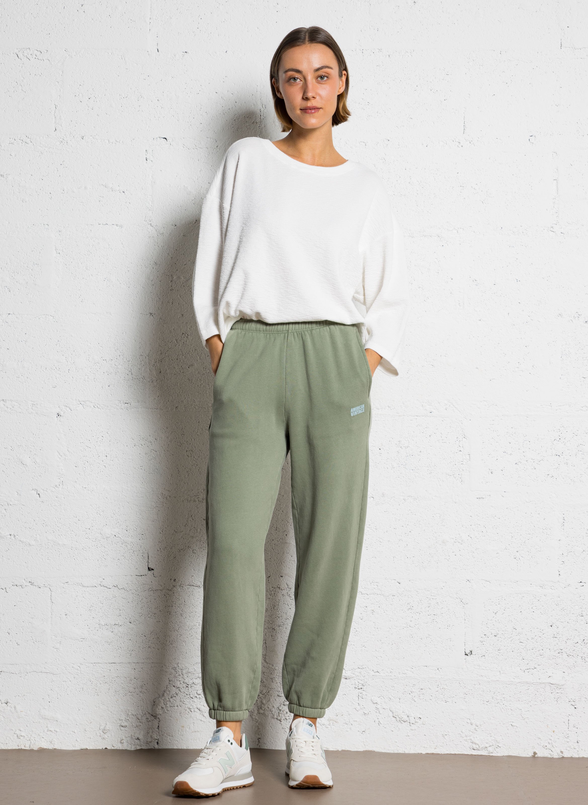 Tee-shirt ample manches 7/8ème yruki AMERICAN VINTAGE Blanc