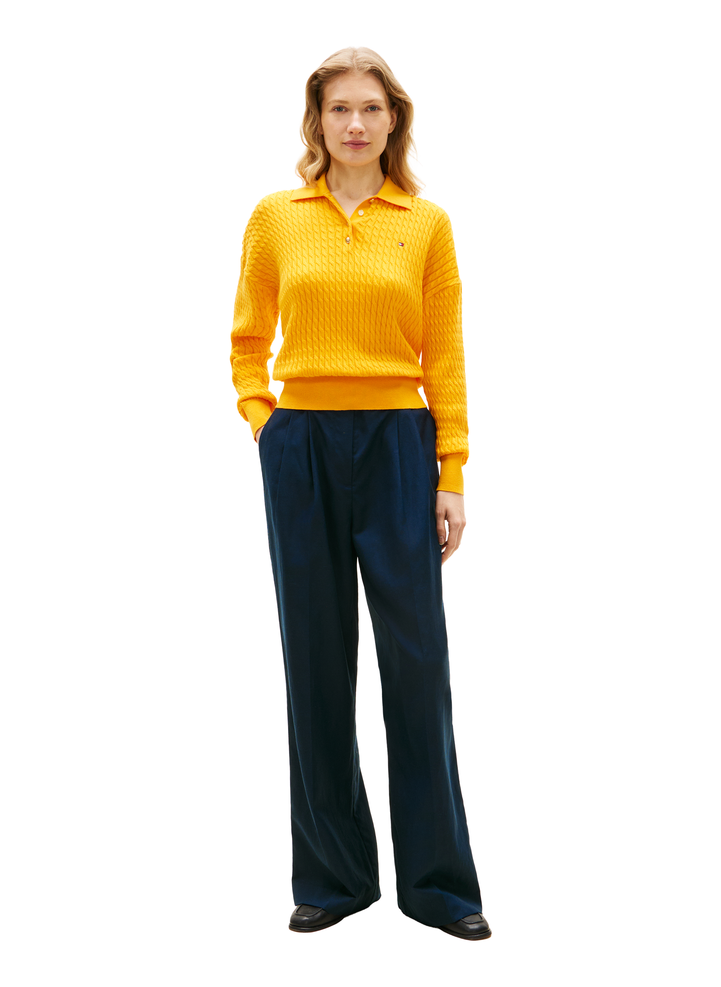 Polo décontracté en maille torsadée en coton TOMMY HILFIGER Orange