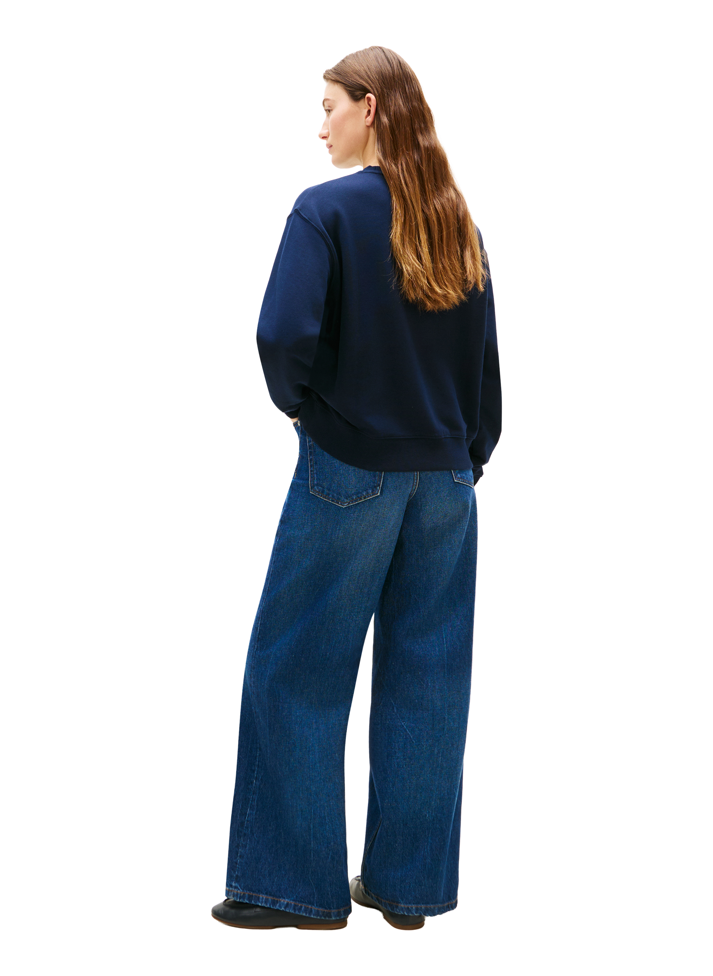 Sweat droit brodé en coton mélangé TOMMY HILFIGER Bleu