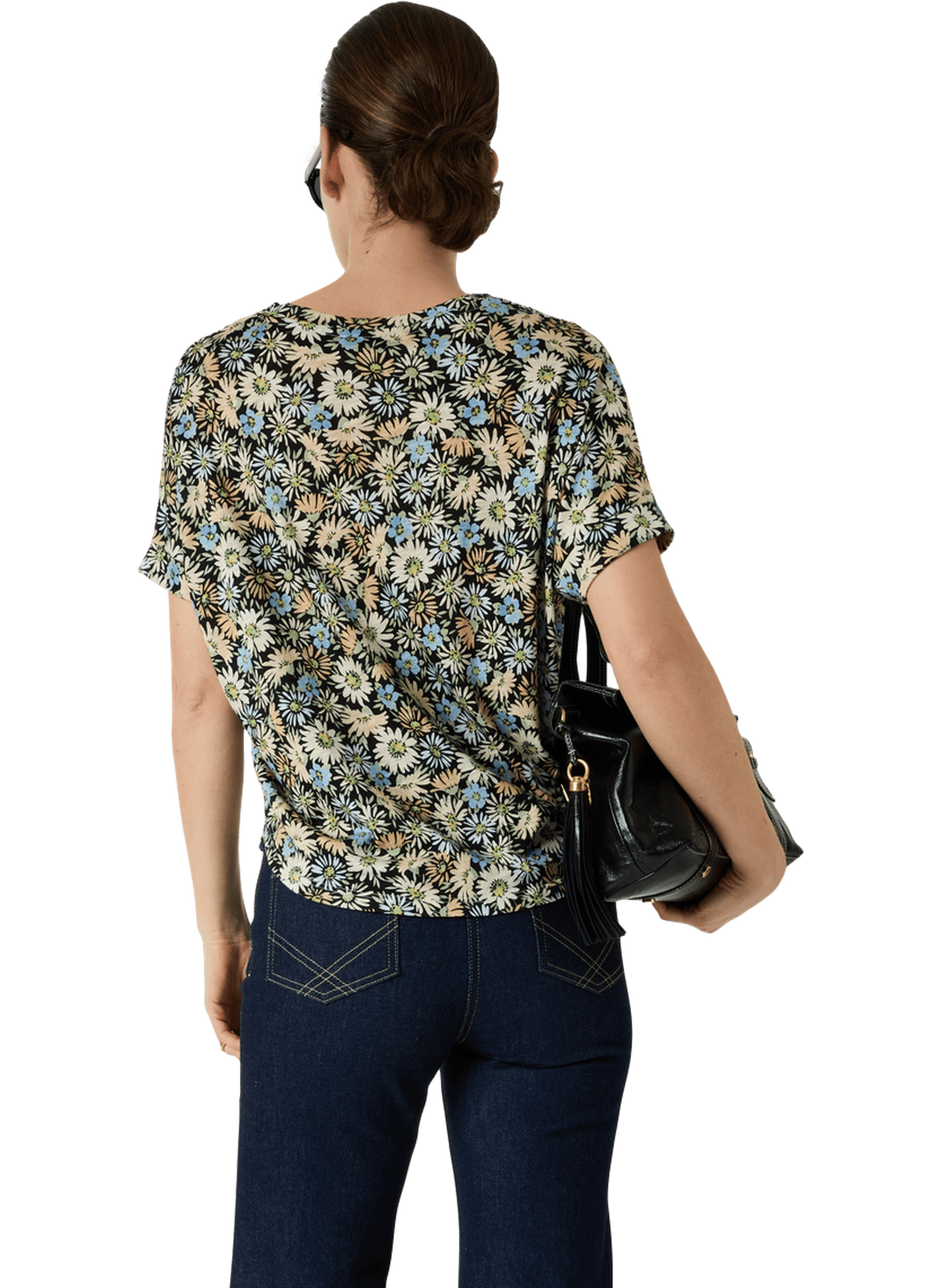 T-shirt v à fleurs - malinae GERARD DAREL Bleu