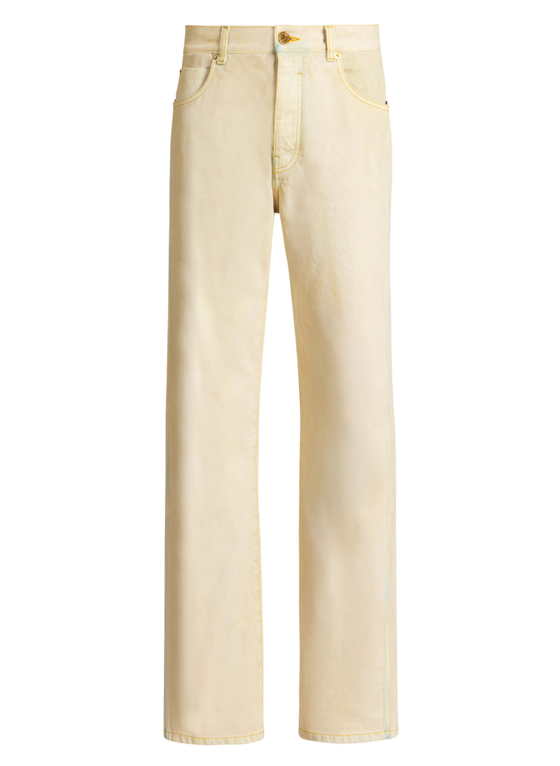 Jean en denim délavé BALMAIN Beige